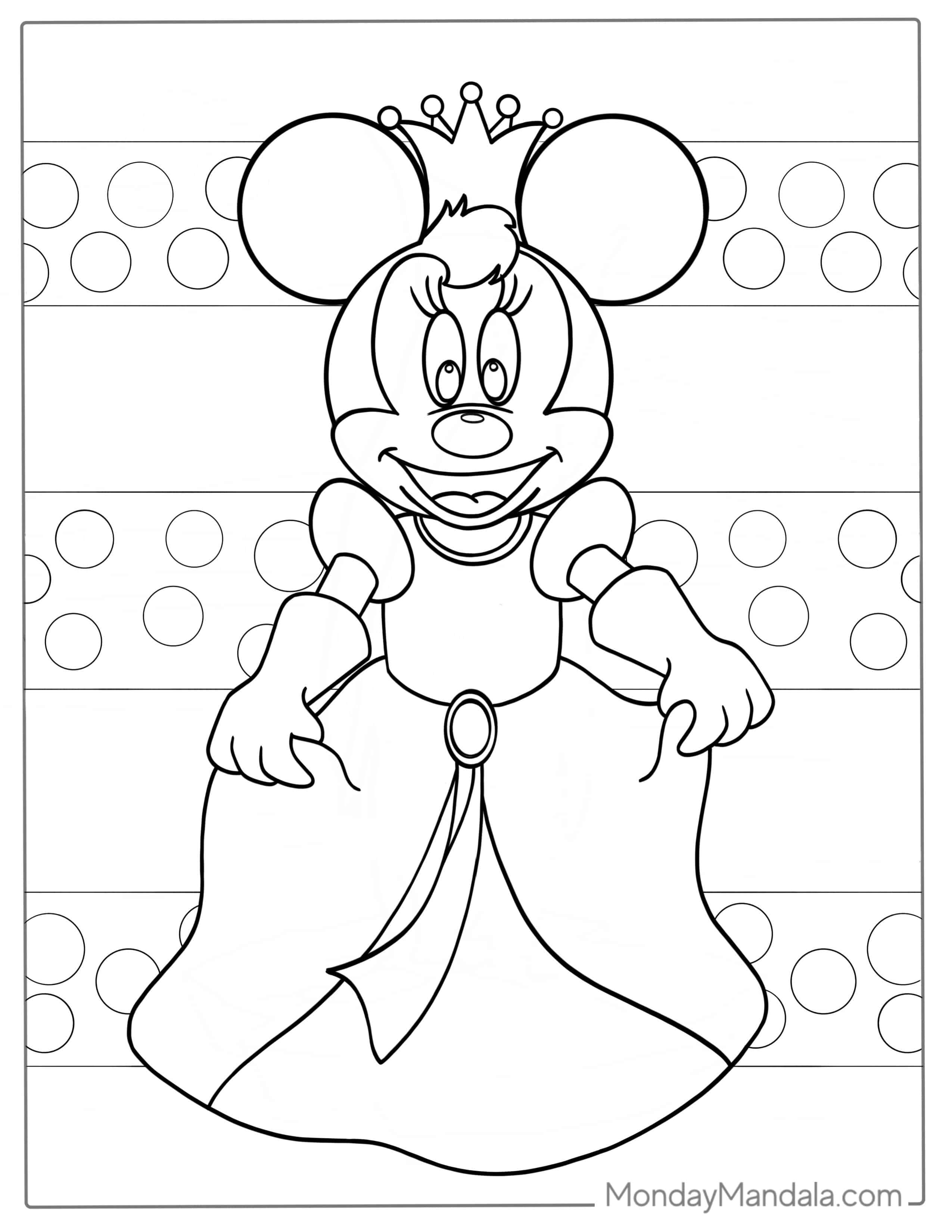 Coloring Page Of Princess Minnie Mouse coloring page