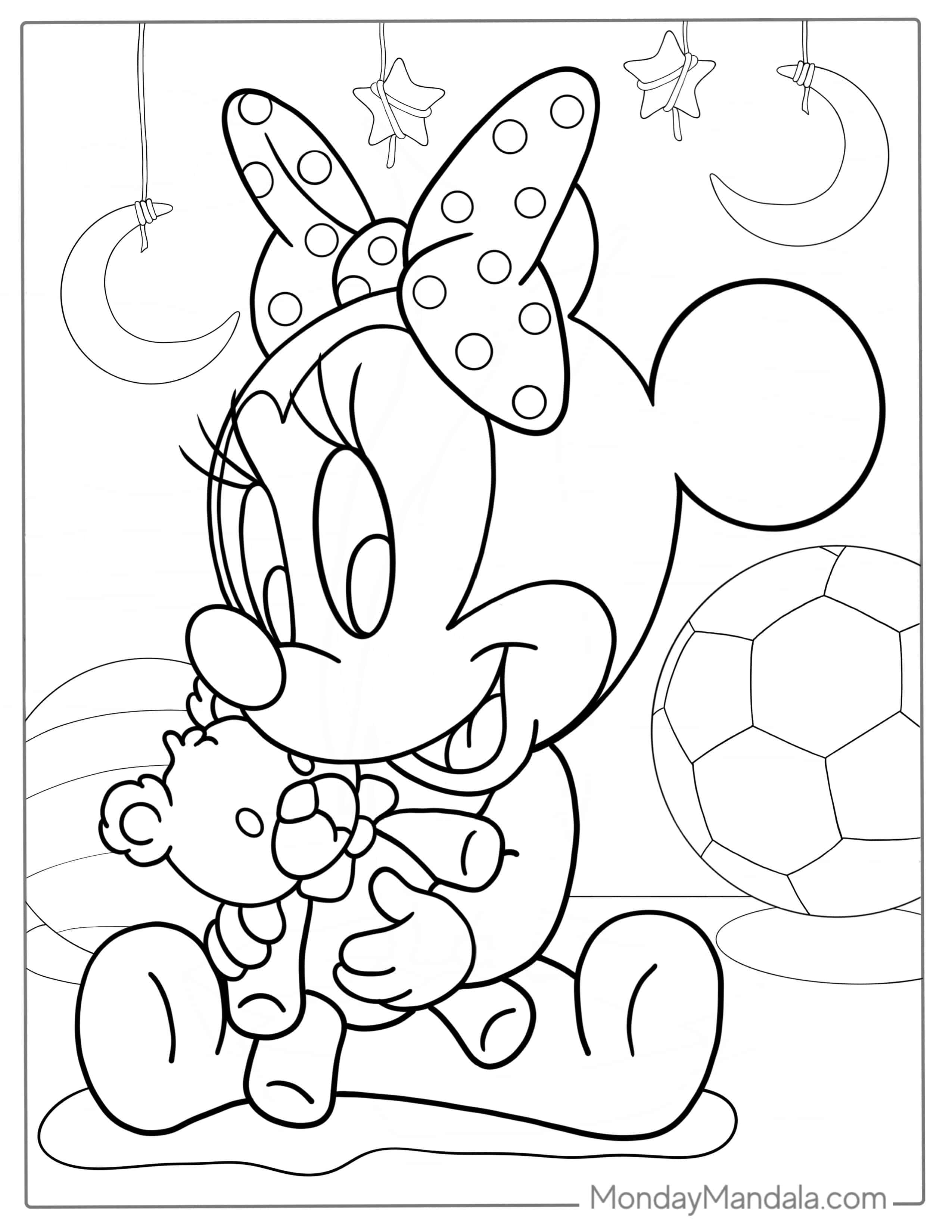 Cute Baby Minnie Mouse Coloring Page For Kids coloring page