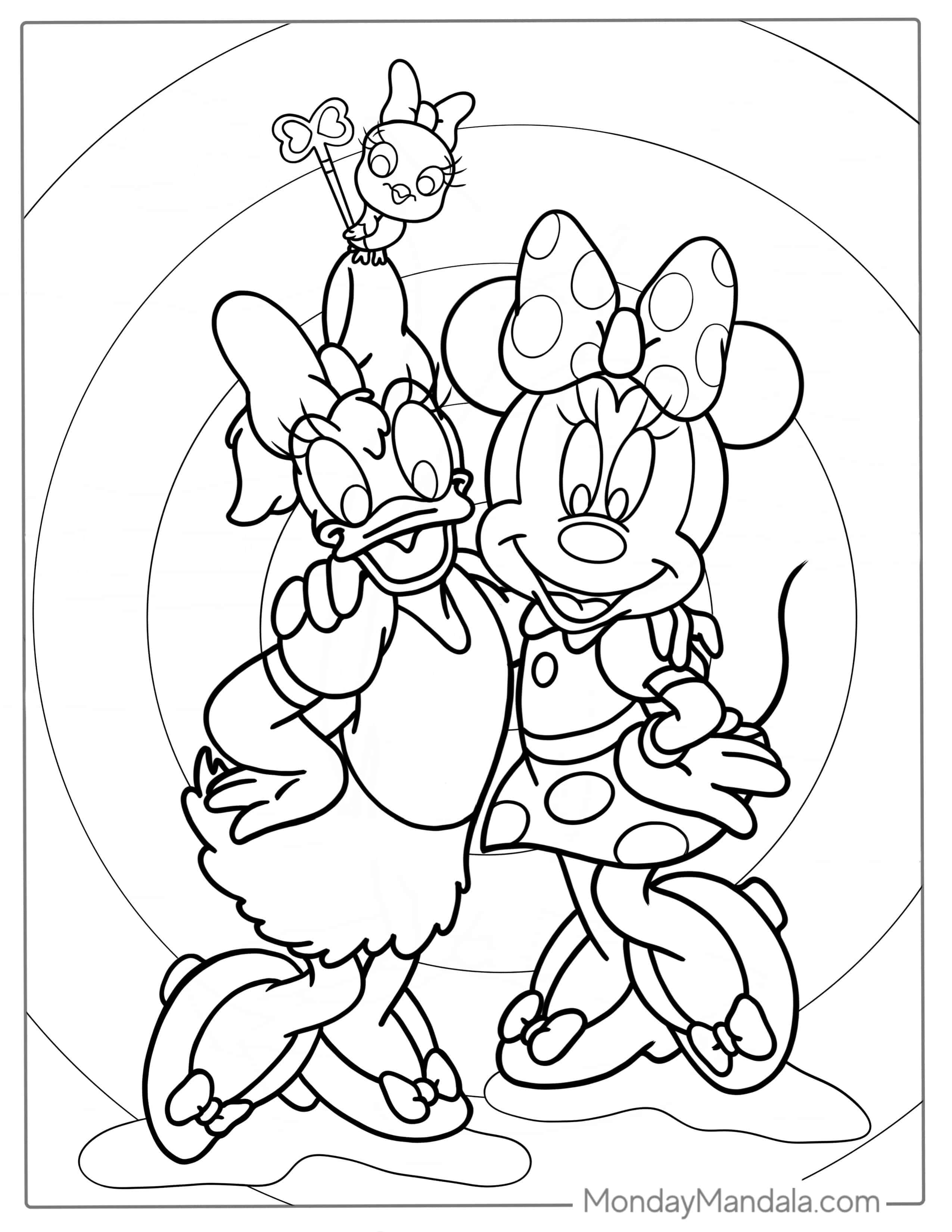 Daisy Duck And Minnie Mouse Coloring Page coloring page