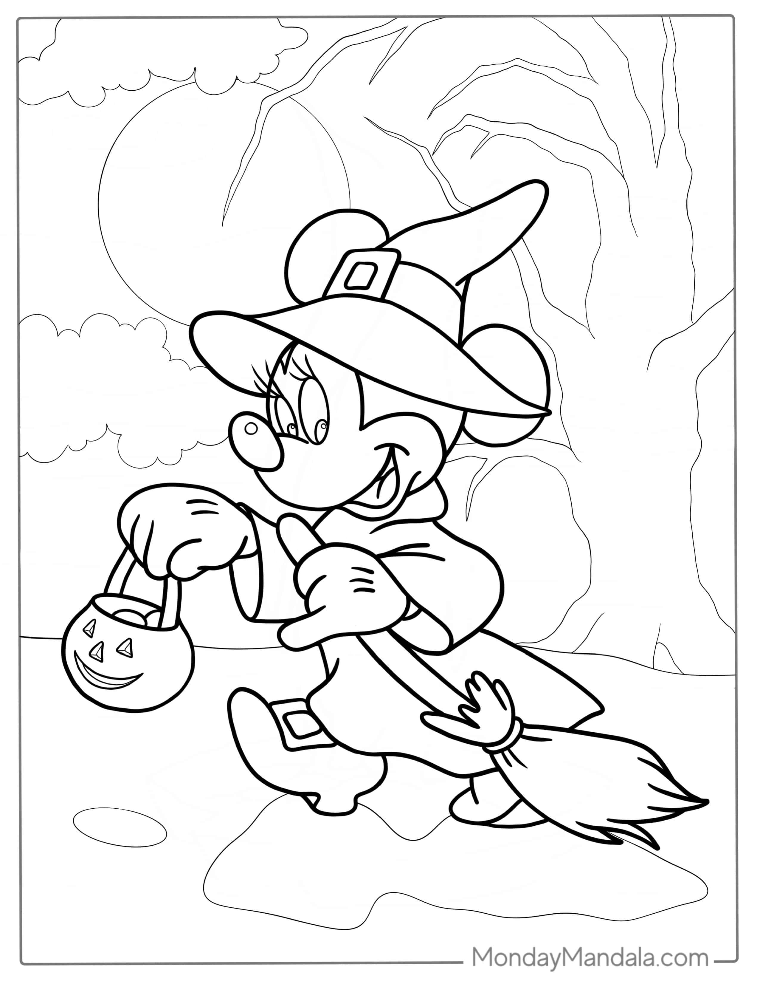 Halloween Themed Minnie Mouse Coloring Page coloring page