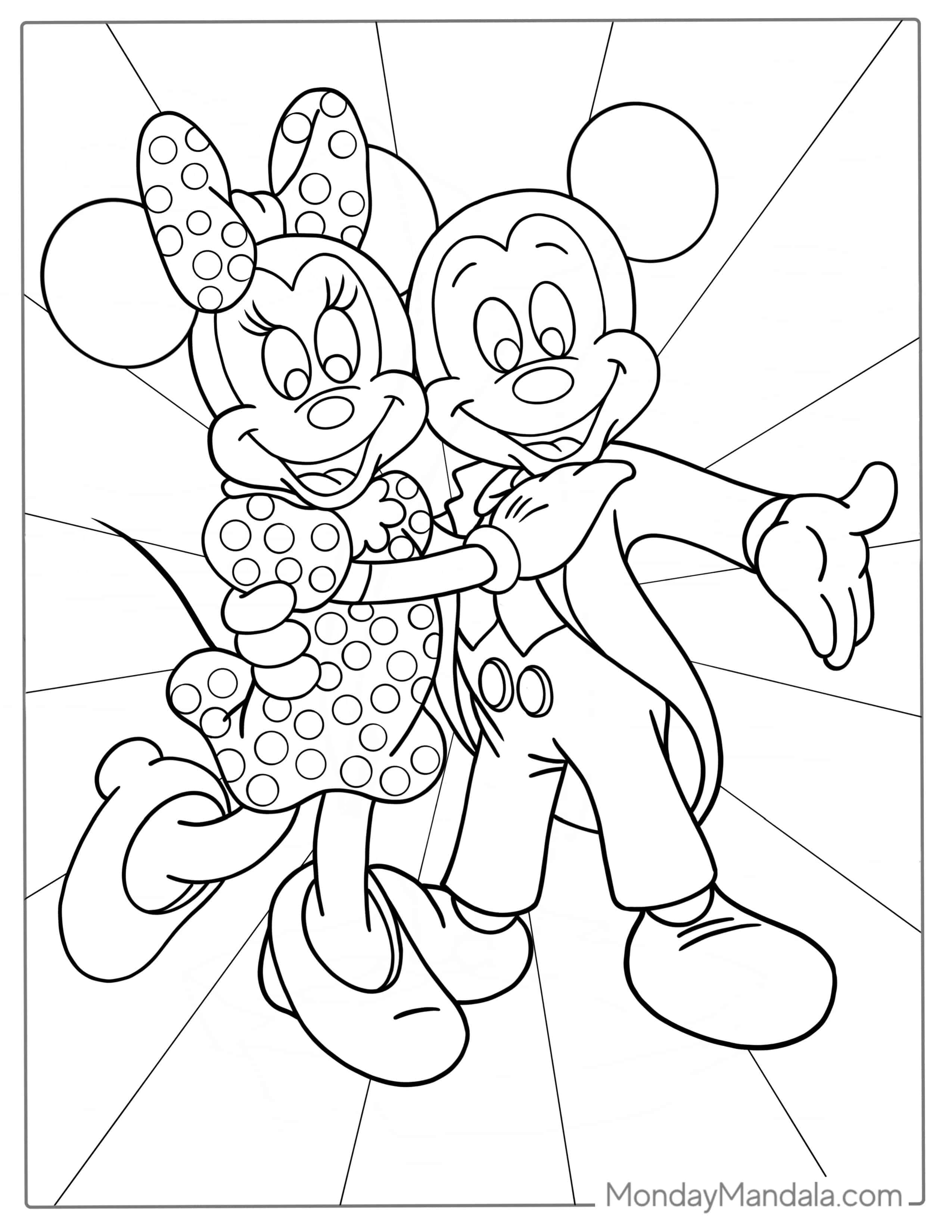 Mickey And Minnie Mouse Dancing coloring page