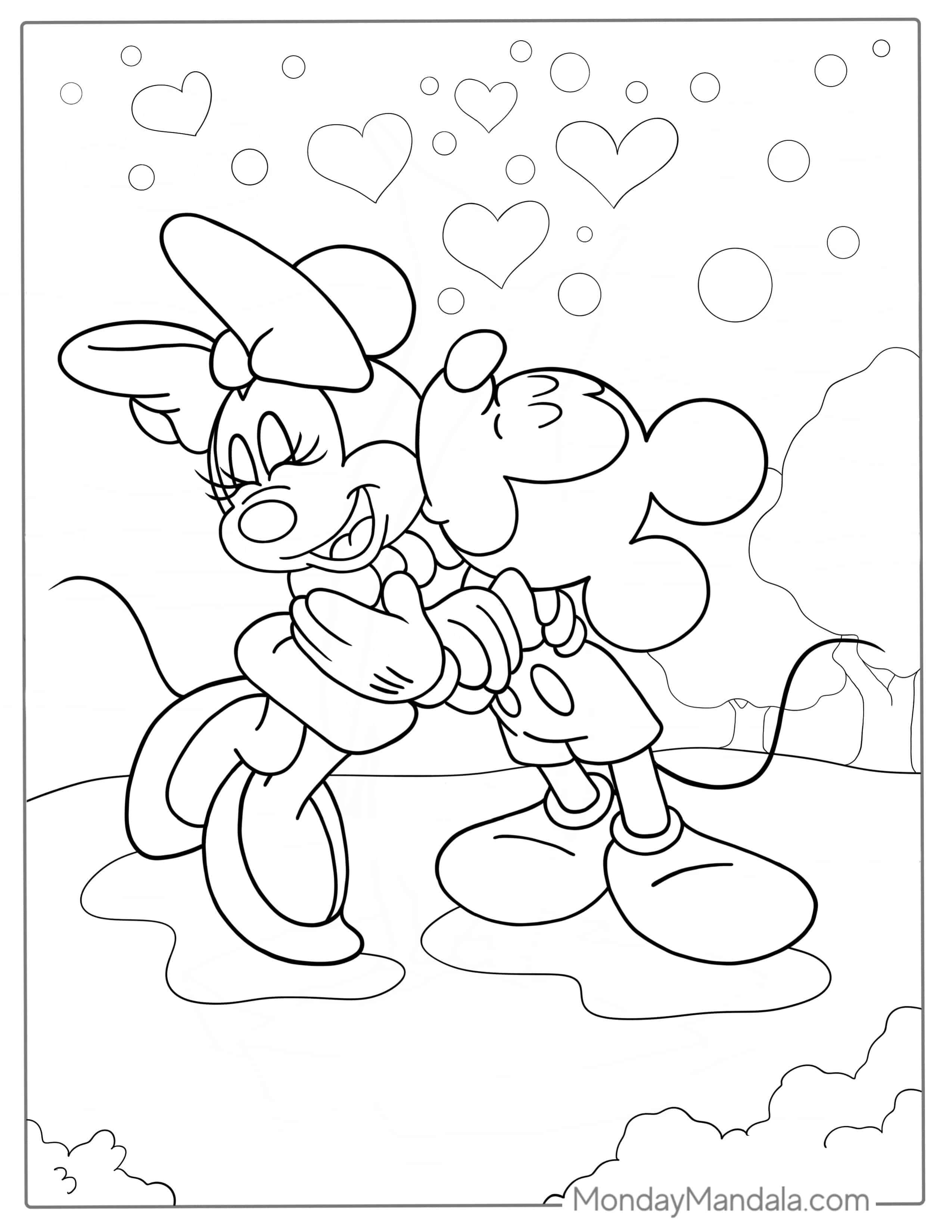 Minnie And Mickey Mouse Kissing Coloring Page coloring page