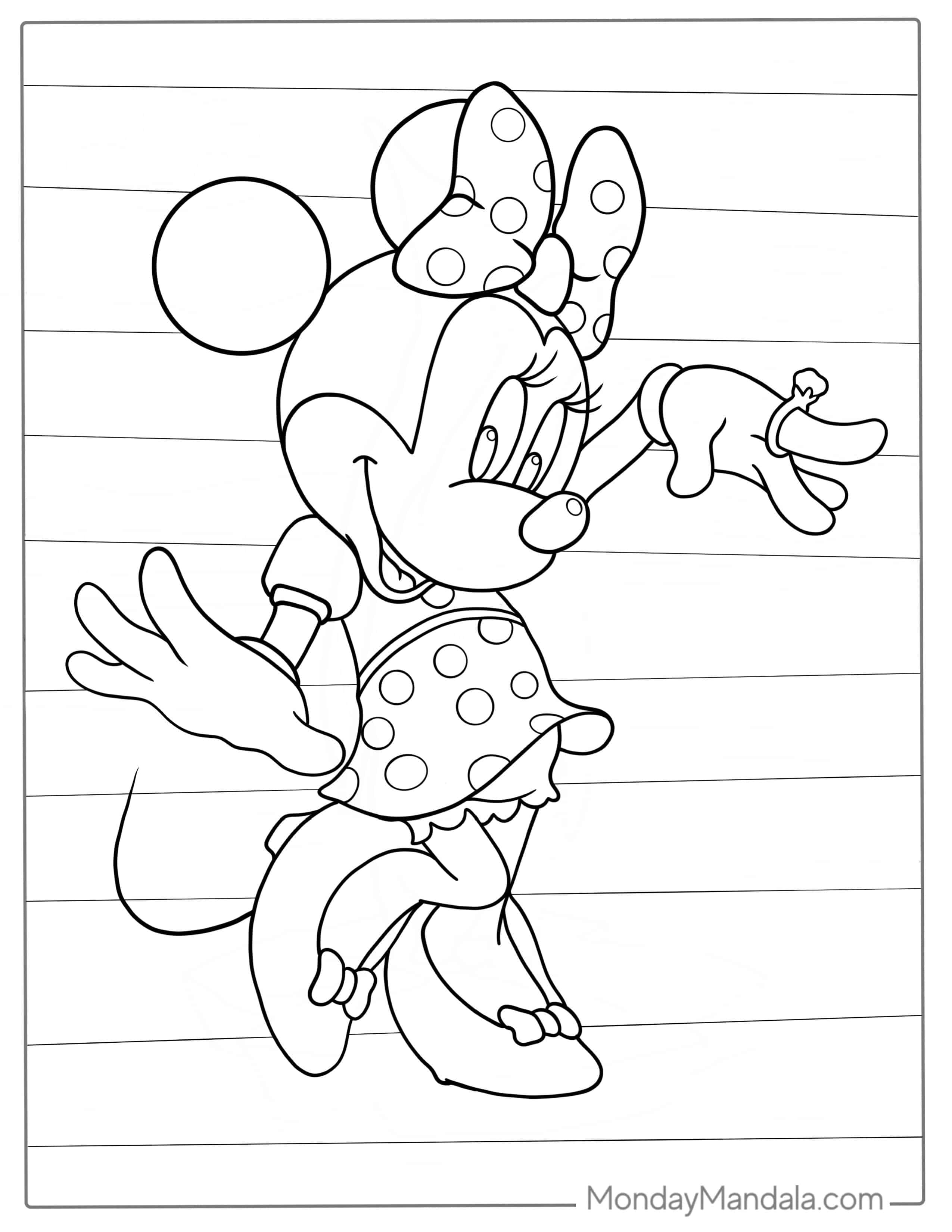 Minnie Mouse Wearing Polkadots Coloring Page coloring page