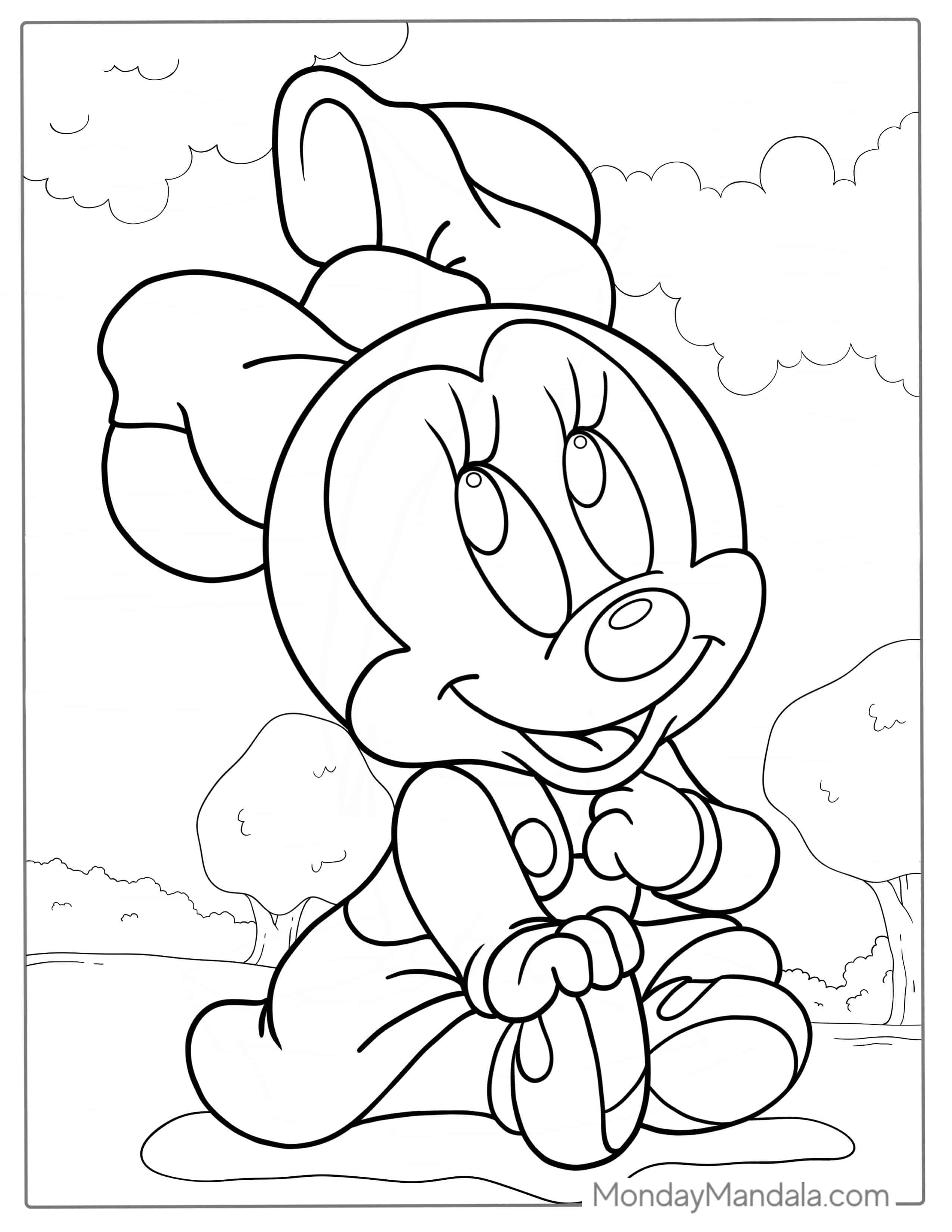 Simple Coloring Sheet Of Baby Minnie Mouse coloring page