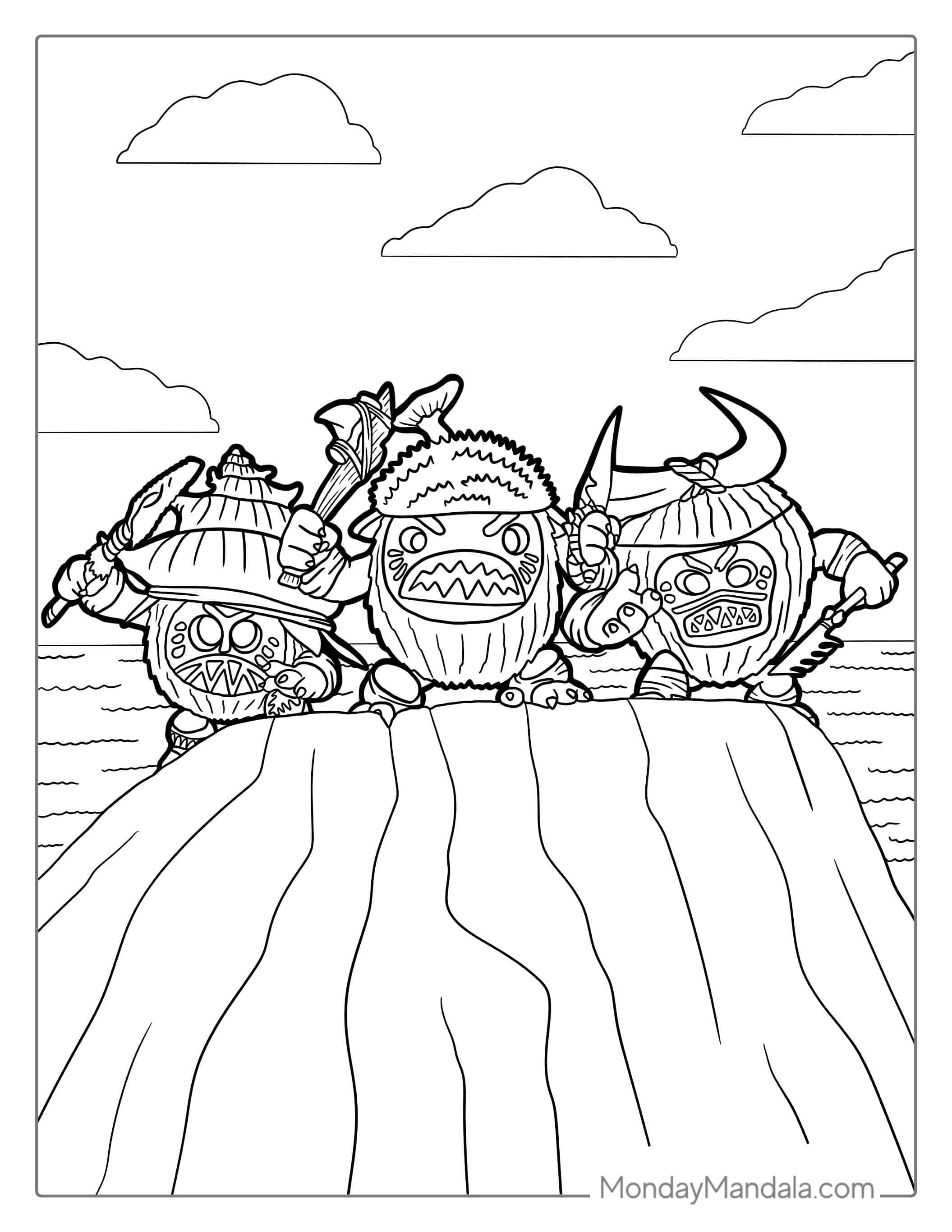 Coconut Pirate Characters From Moana To Color coloring page — printable line art