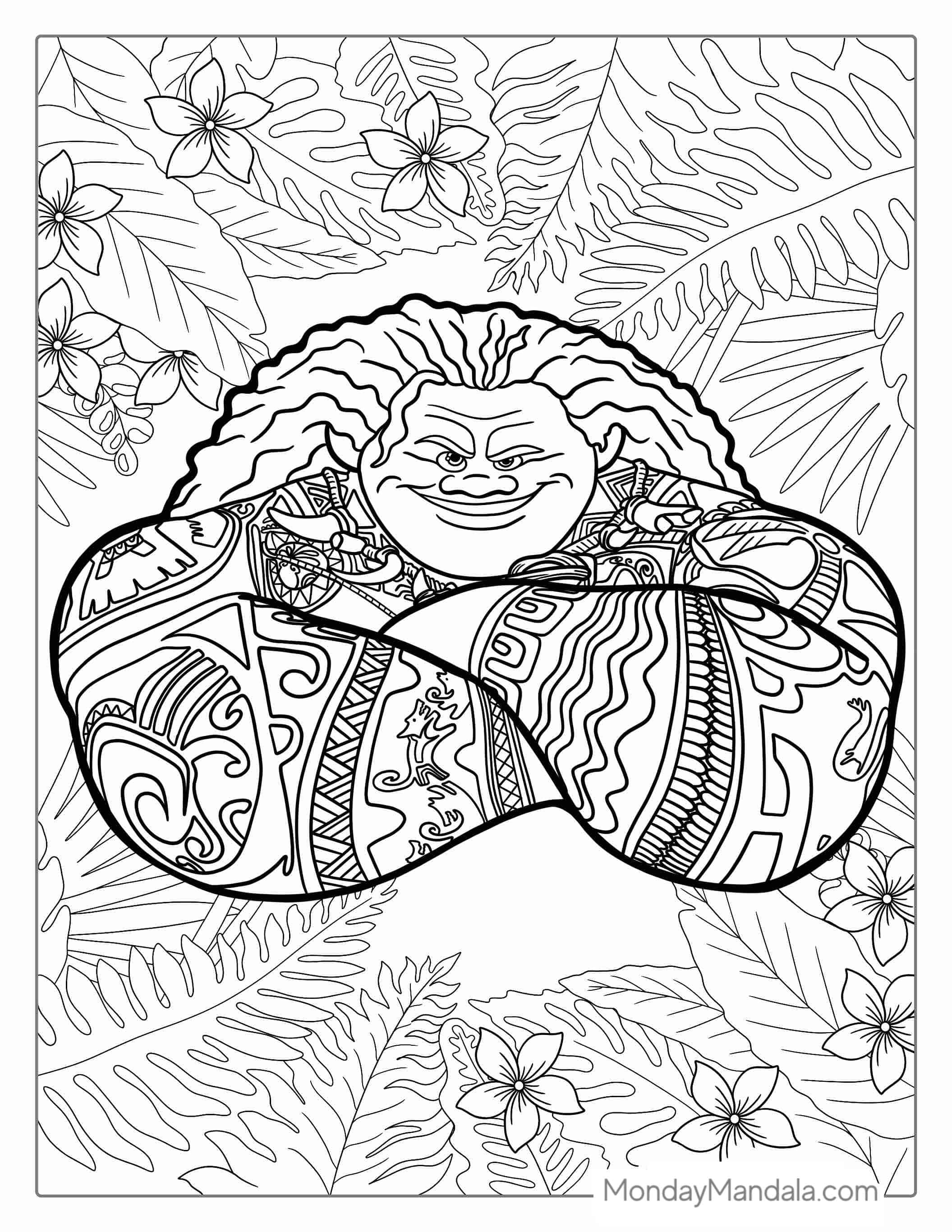 Coloring Page Of Maui With Tattoos To Color coloring page