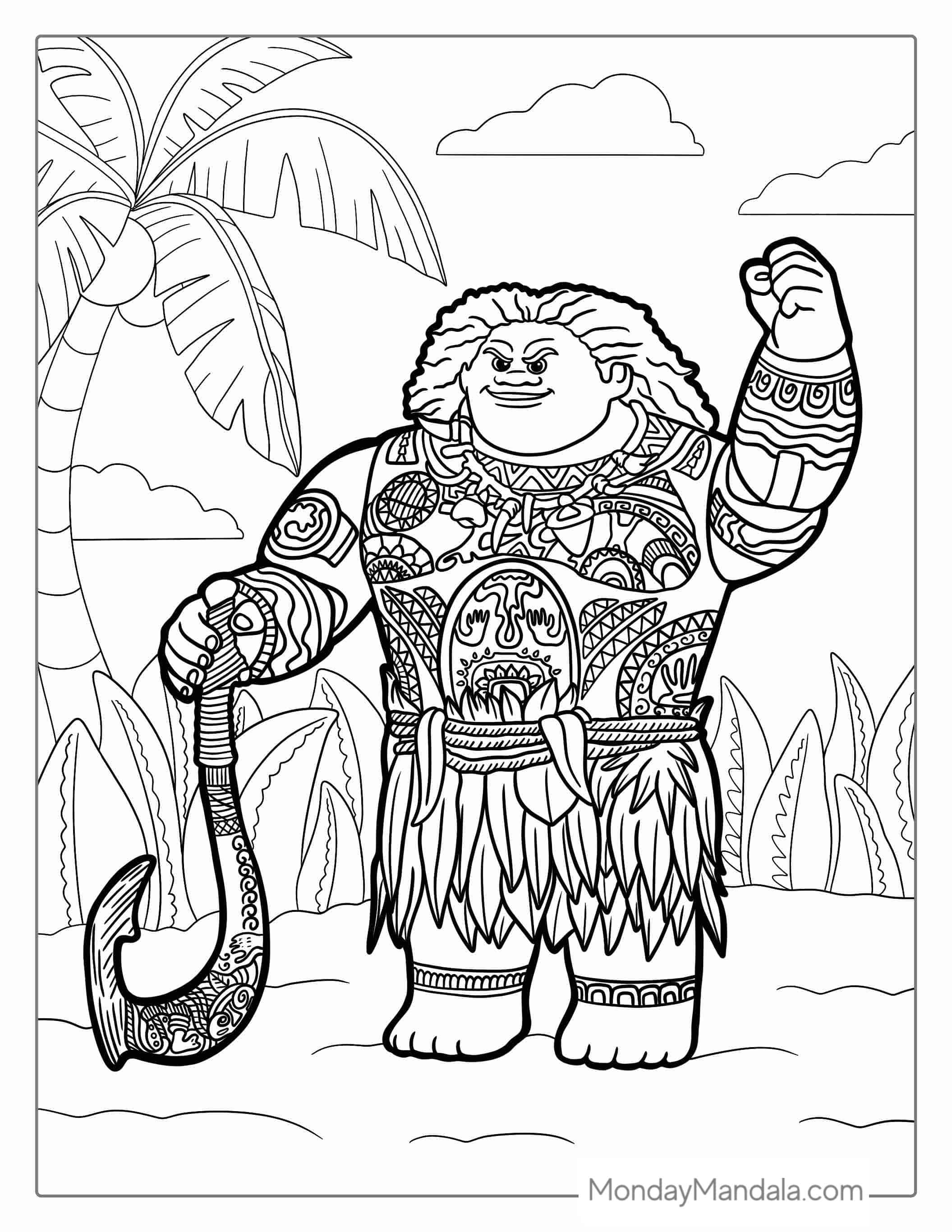 Coloring Sheet Of Maui Character From Moana coloring page