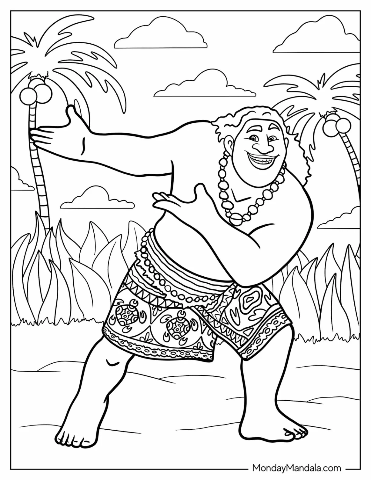 Moana Coloring Page Of Cheerful Moni Dancing coloring page