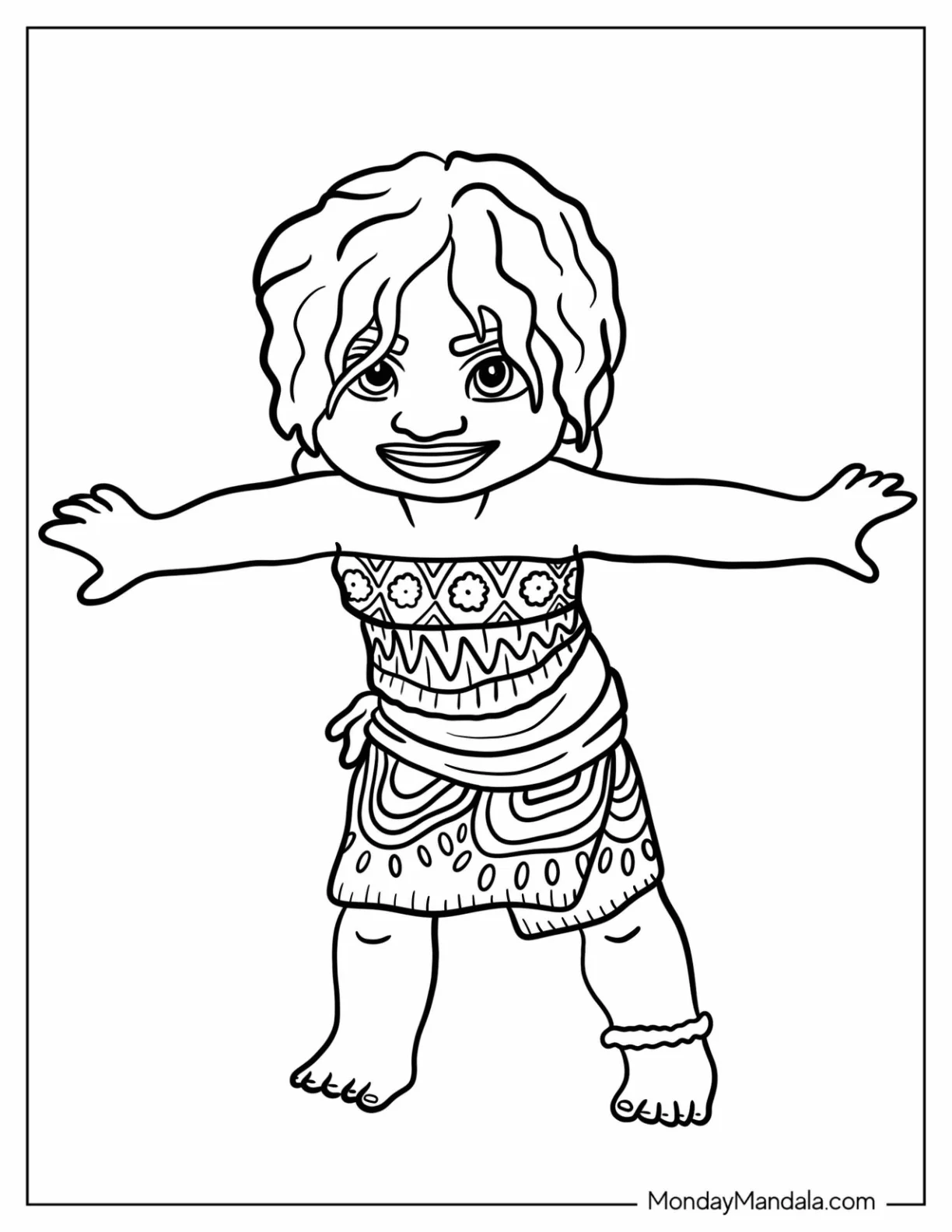 Moana Coloring Page Of Easy Simea Playing For Kids coloring page