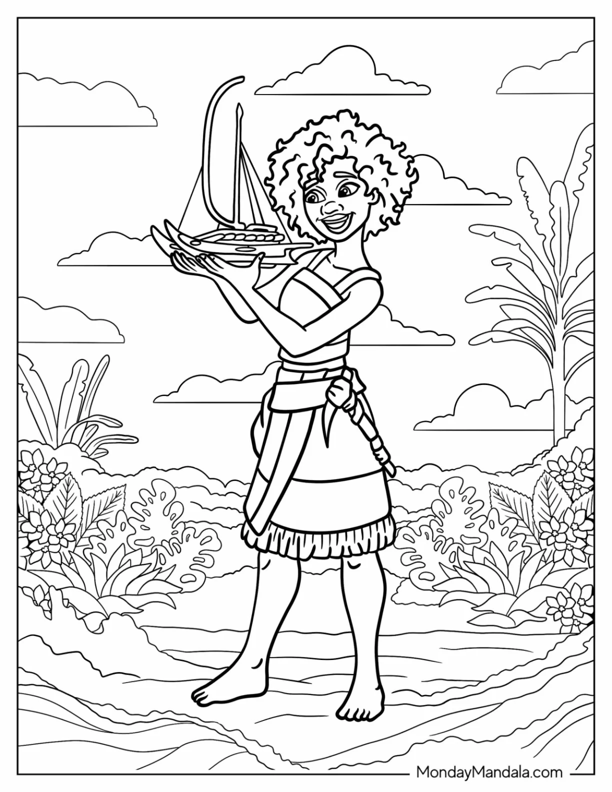 Moana Coloring Page Of Loto Designing A Ship coloring page