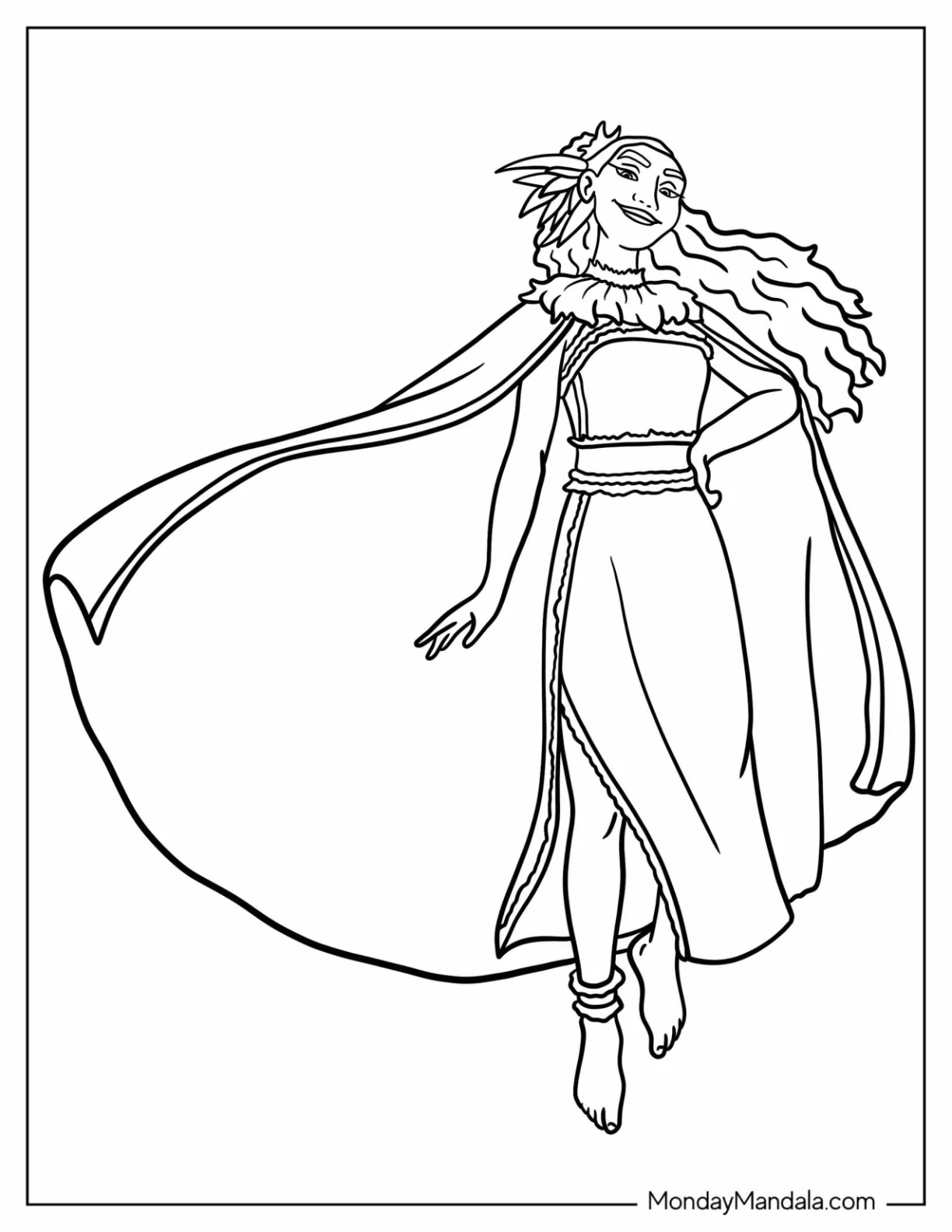 Moana Coloring Page Of Pretty Matangi For Kids coloring page