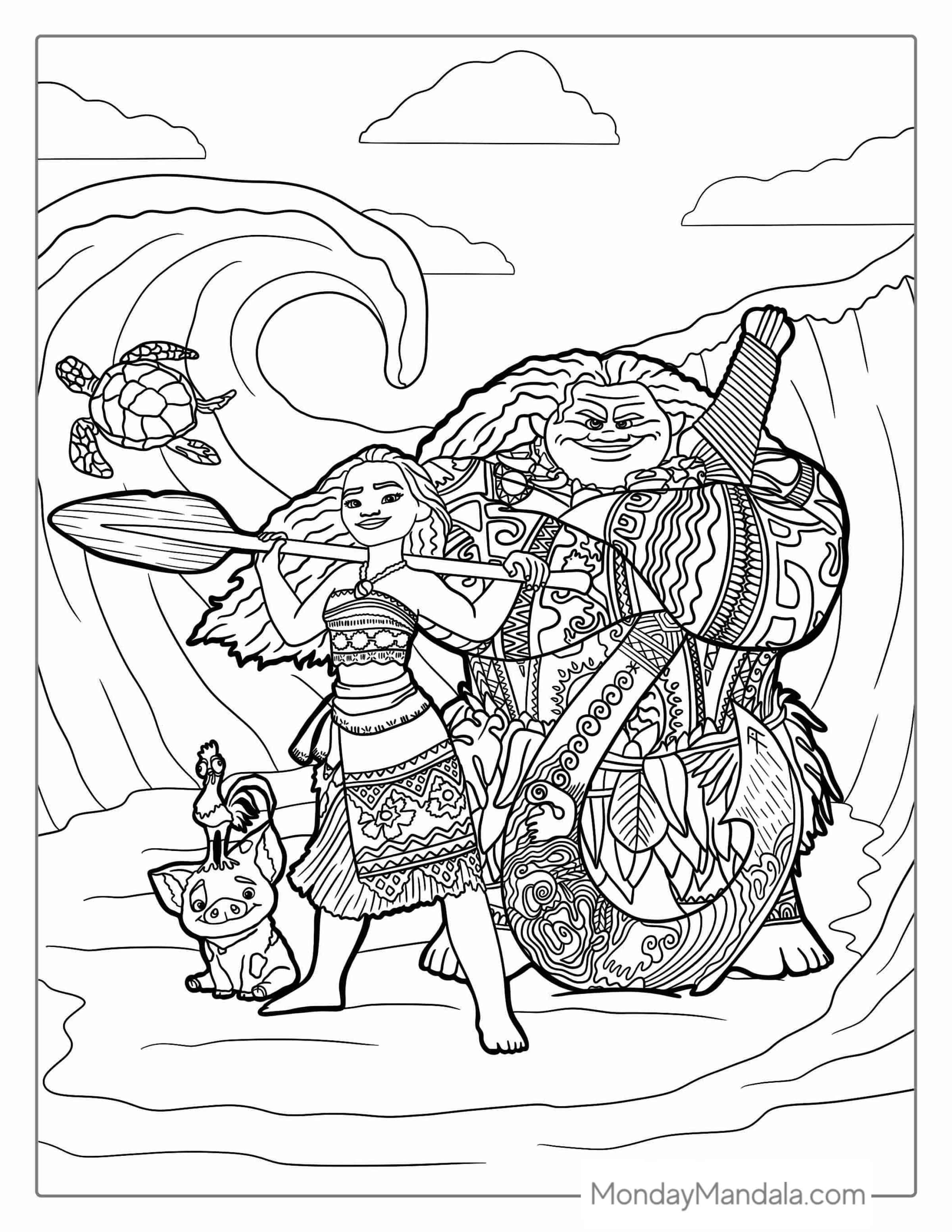 Moana Movie Art Coloring Page coloring page — printable line art
