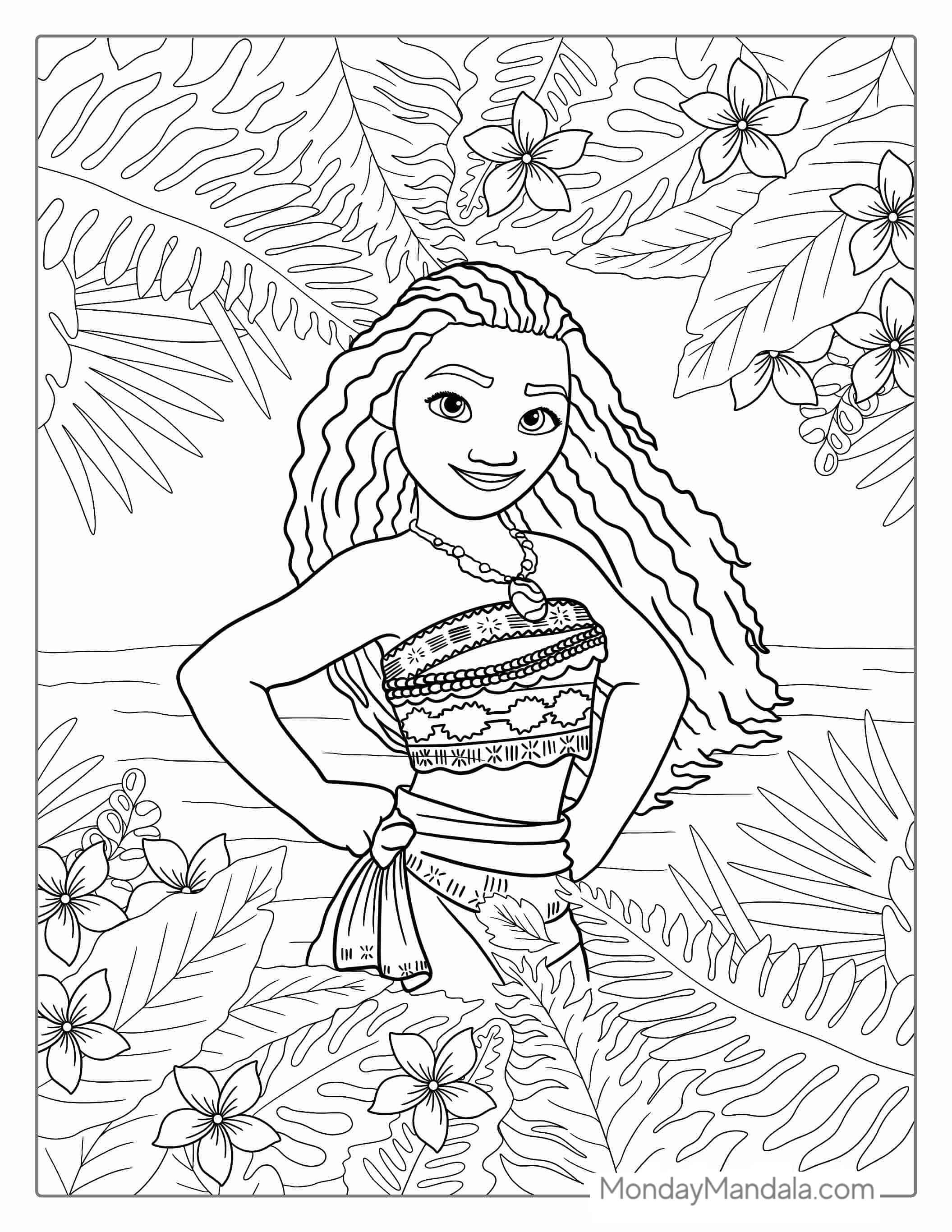Moana Waialiki Princess Coloring Page coloring page