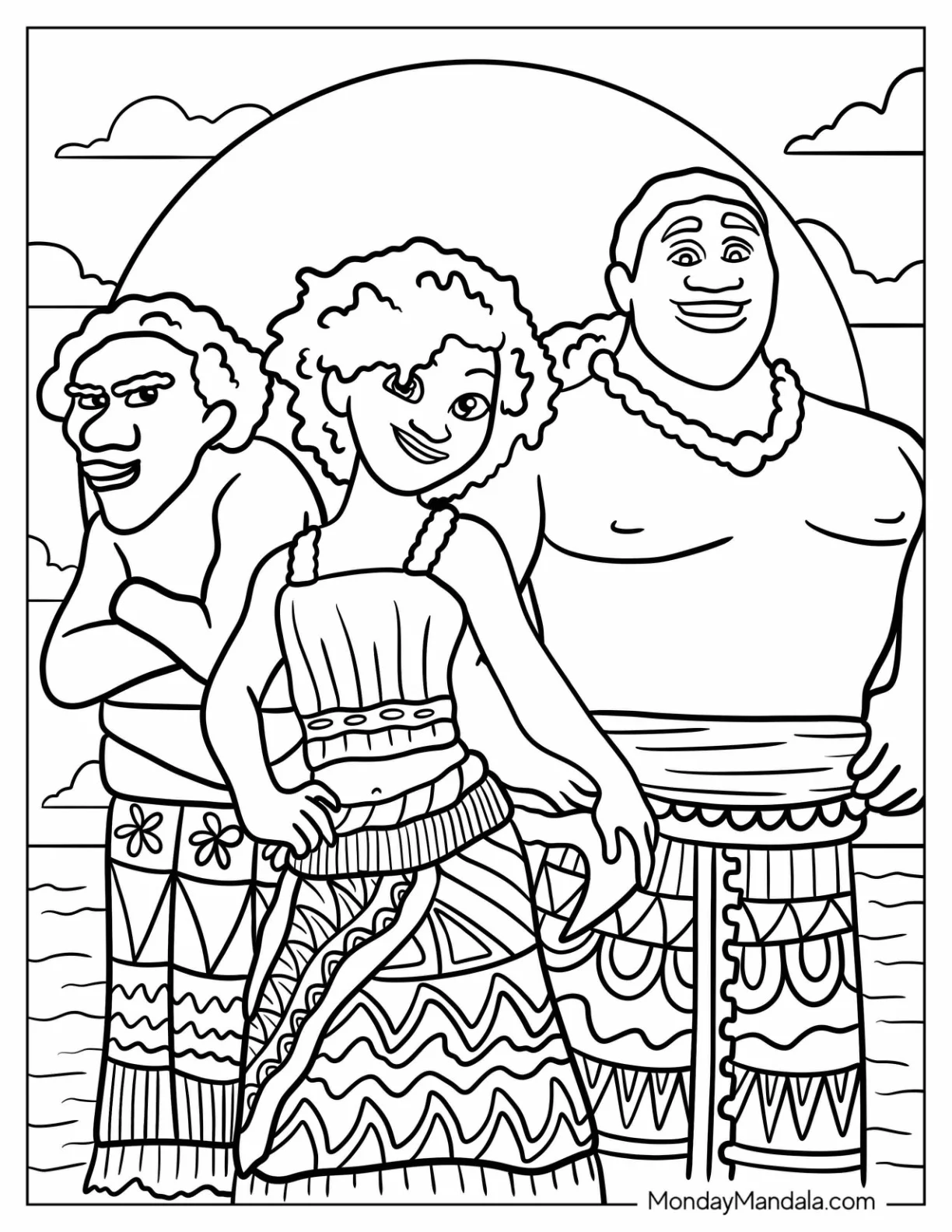 Moni, Loto, And Kele From Moana Coloring Page coloring page