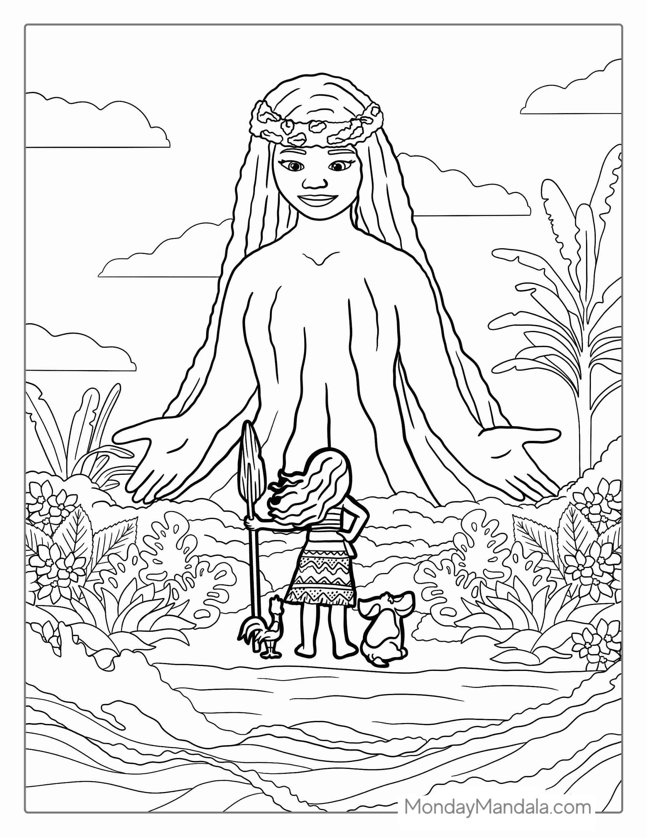 Mother Nature (Te Fiti) Coloring Page coloring page — printable line art