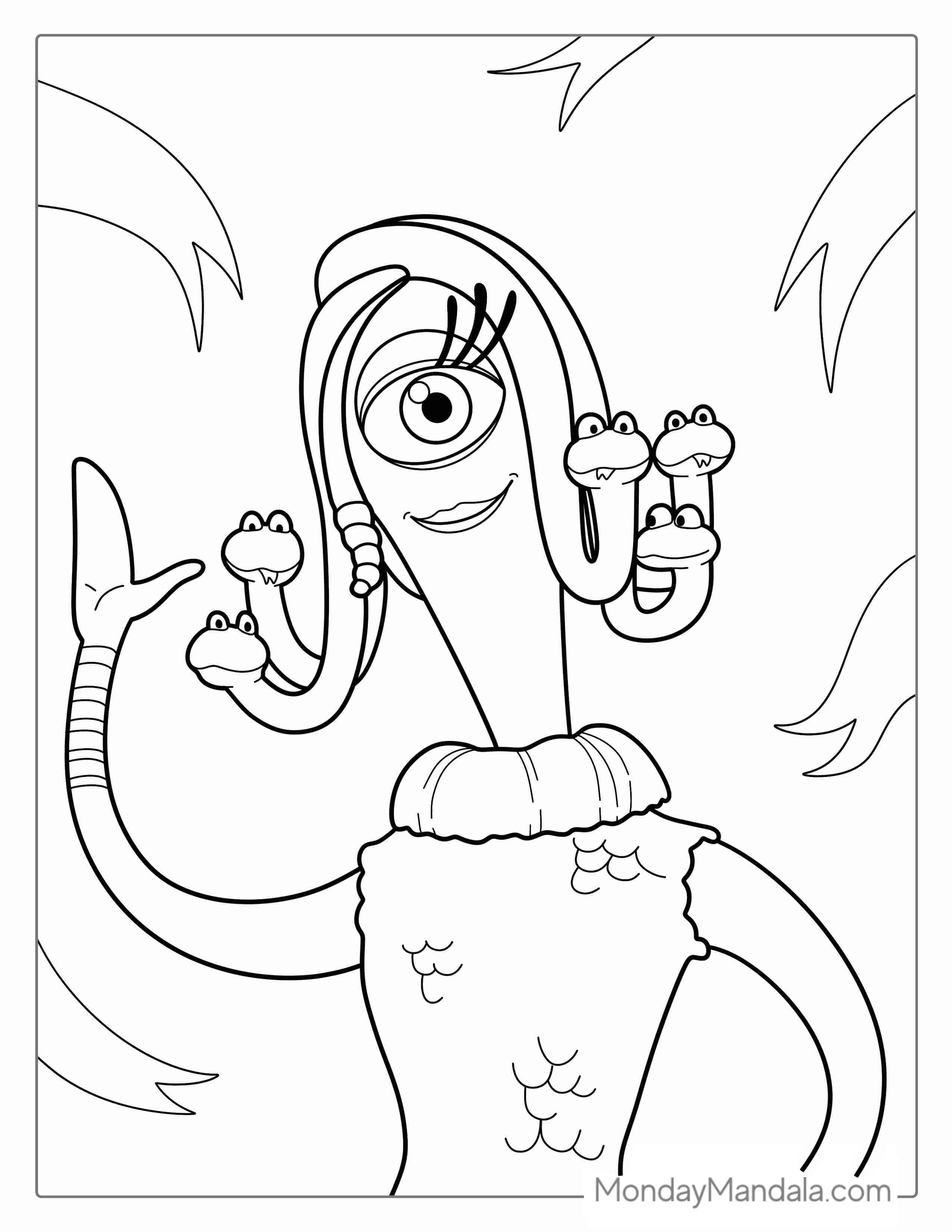 Celia With Snake Hair Coloring Page coloring page