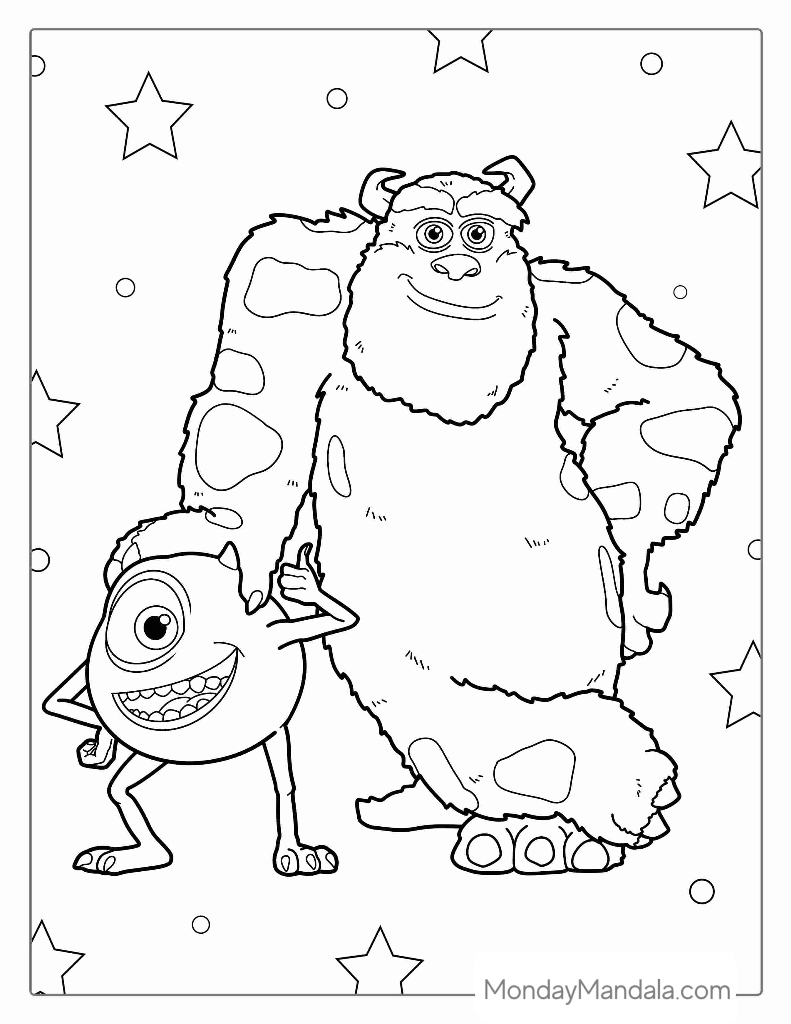 Coloring Page Of Mike And Sullivan From Monsters Inc coloring page