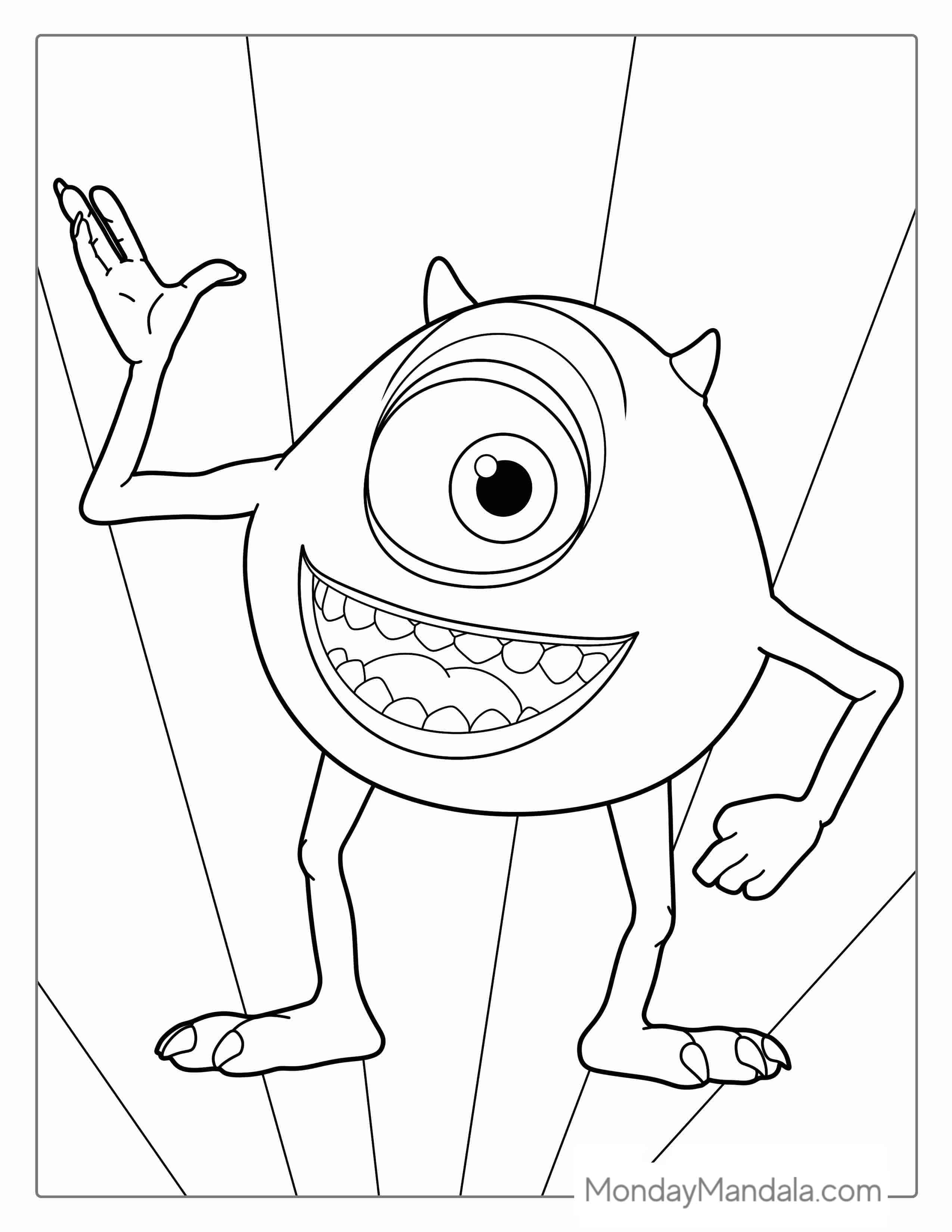 Easy Coloring Page Of Mike From Monsters Inc coloring page
