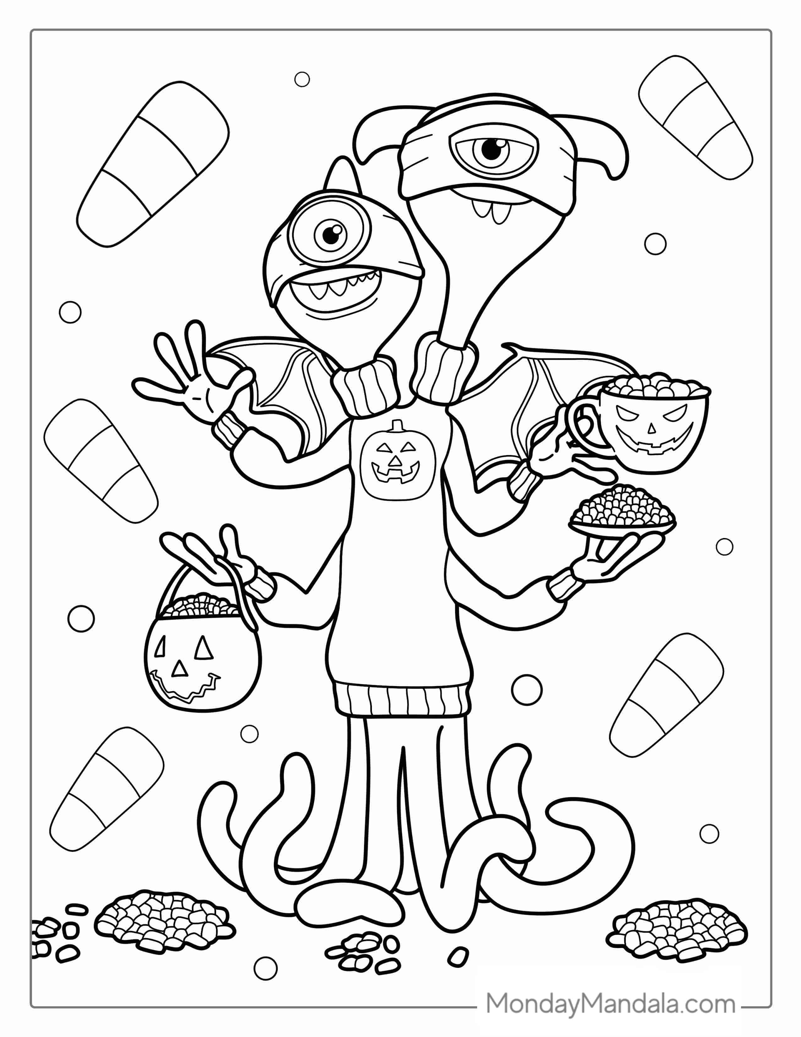 Halloween Themed Monsters Inc Coloring Sheet coloring page
