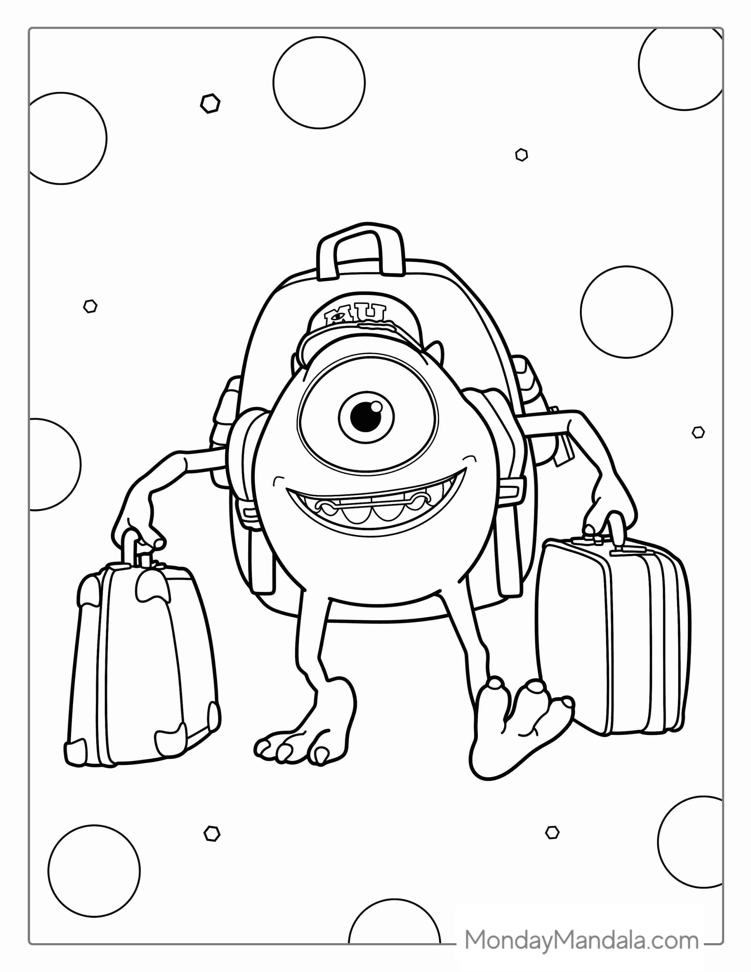 Mike Wazowski Going Off To College coloring page