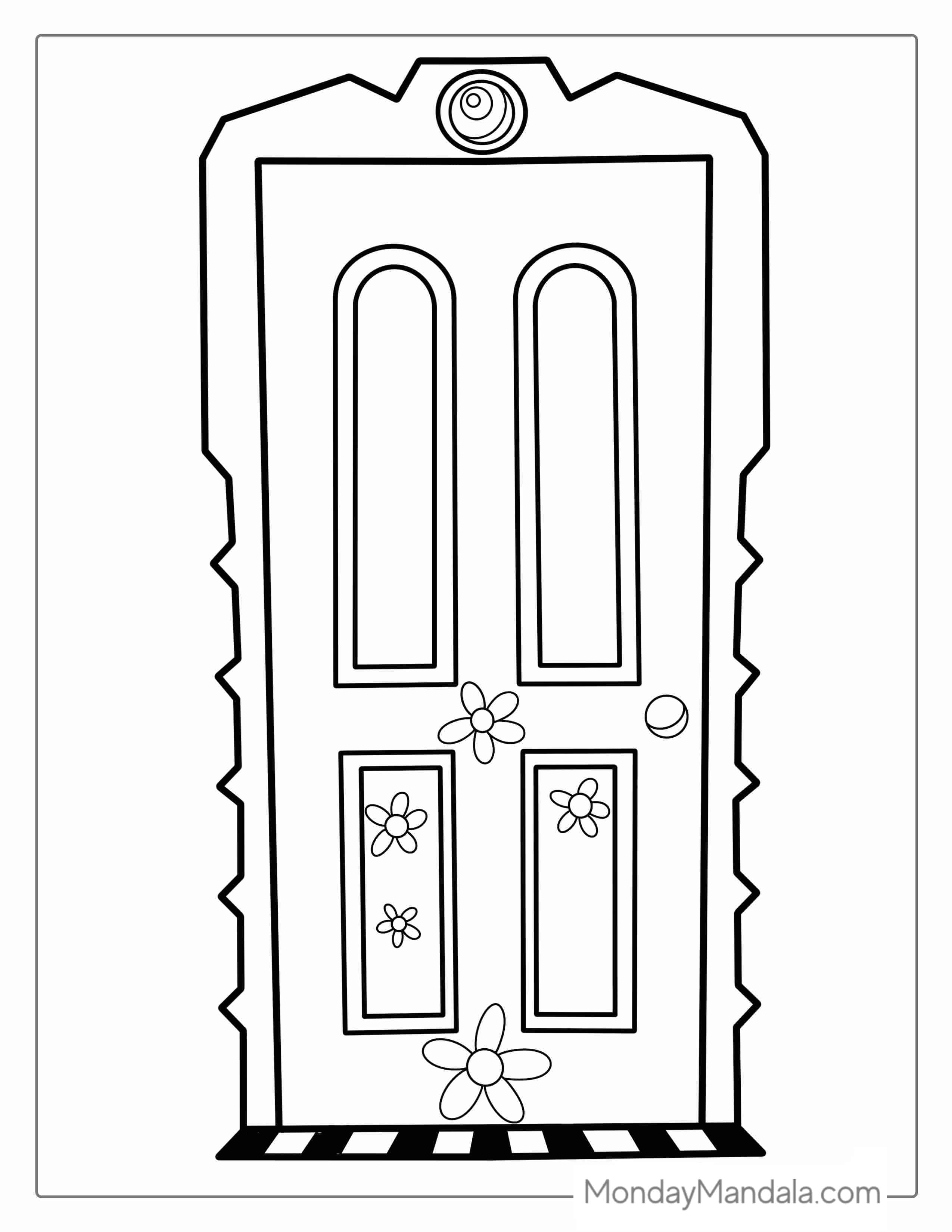 Pink Flower Door From Monsters Inc To Color coloring page