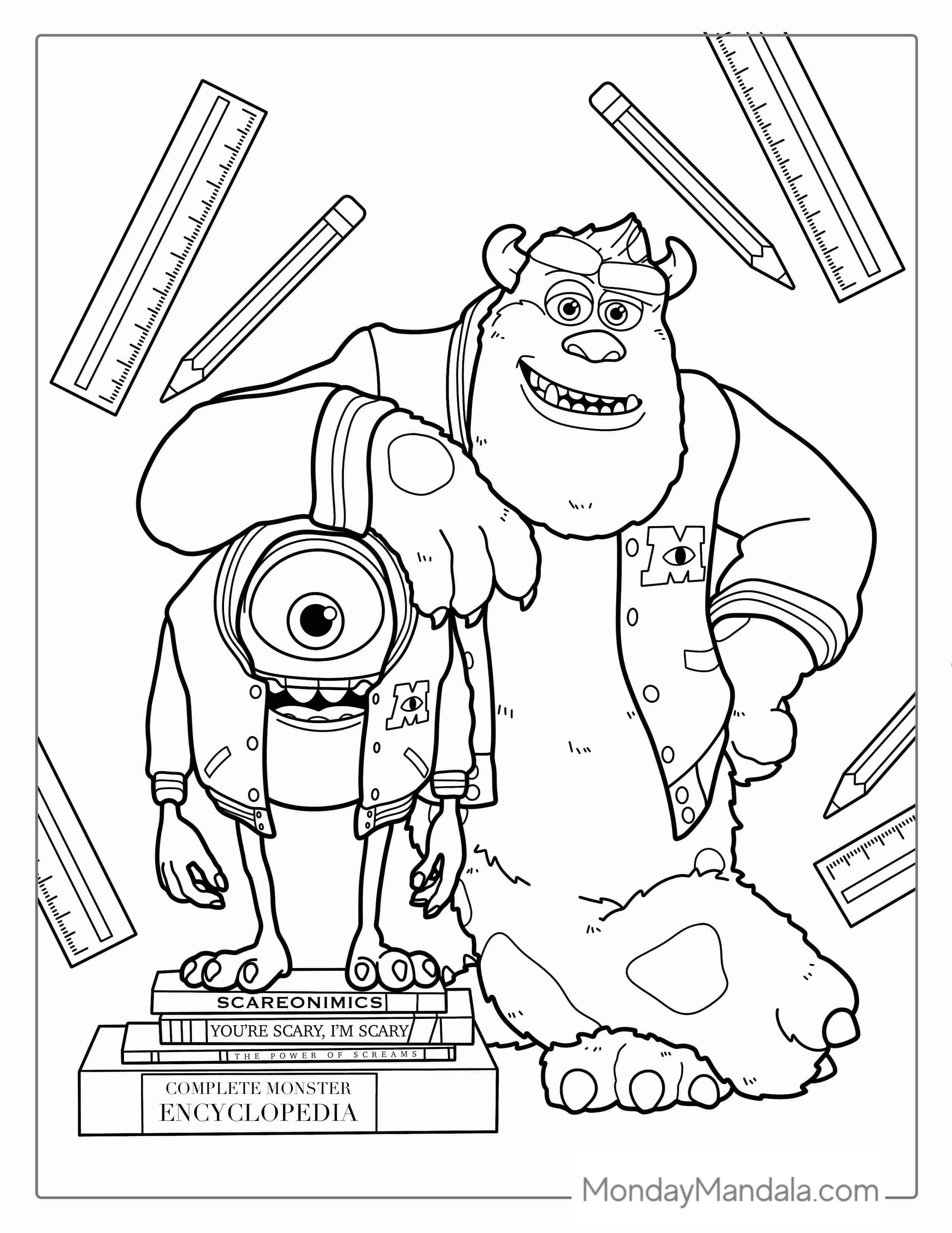 Sullivan And Mike As Students Coloring Sheet coloring page