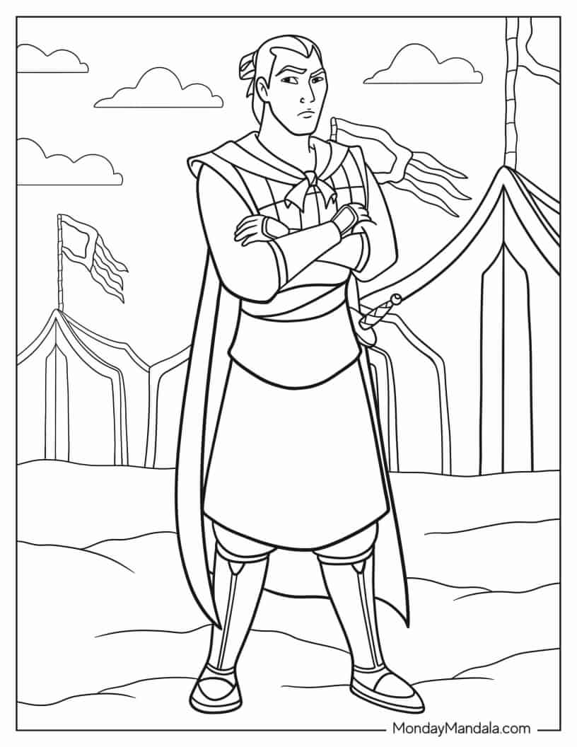 Captain Li Shang Coloring Sheet coloring page — printable line art