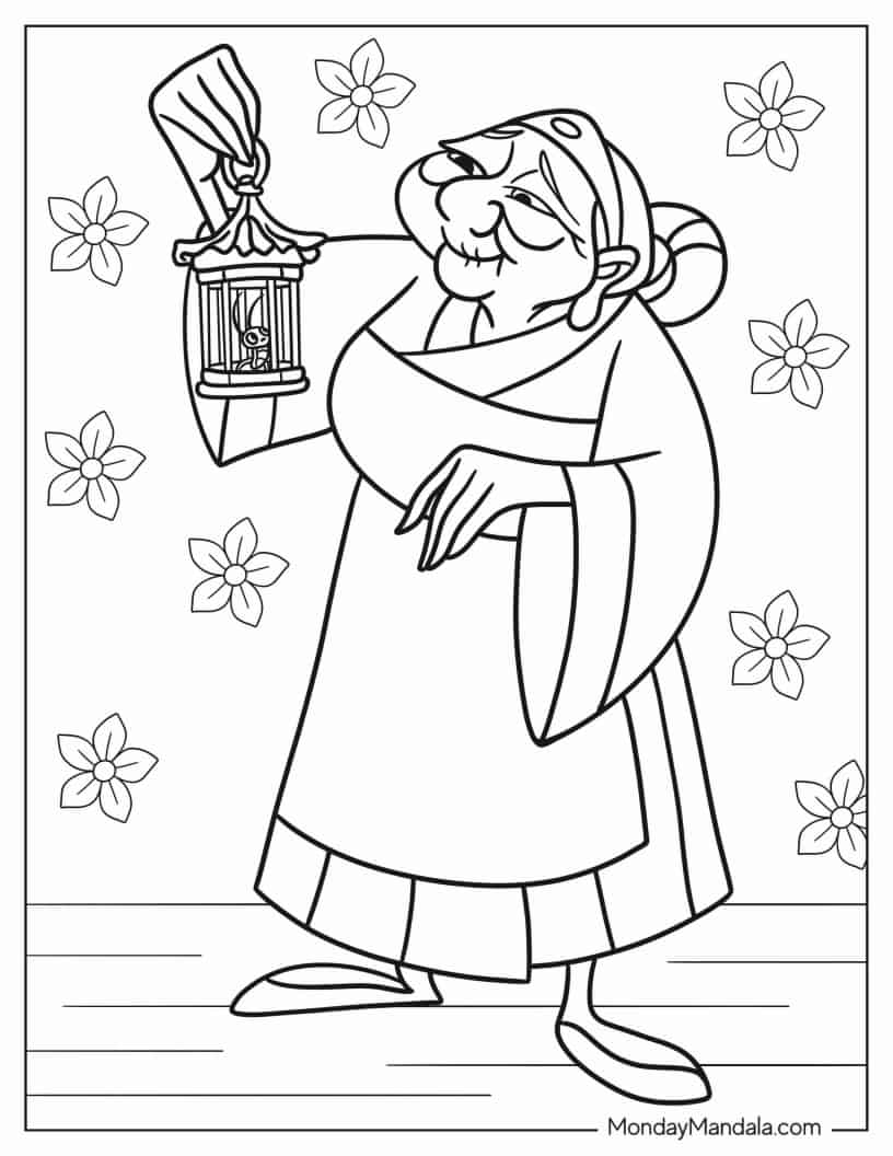 Grandmother Fa With Cri-Kee coloring page — printable line art
