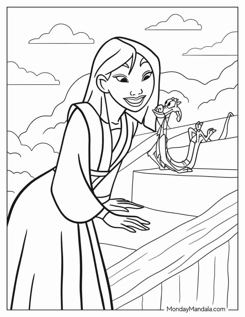 Mulan And Mushu Coloring Page coloring page