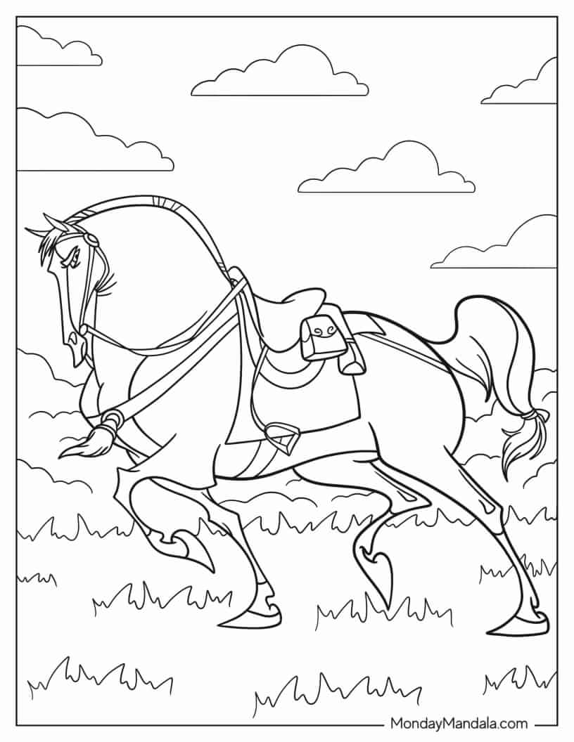 Mulan_s Horse Khan Khan Galloping coloring page