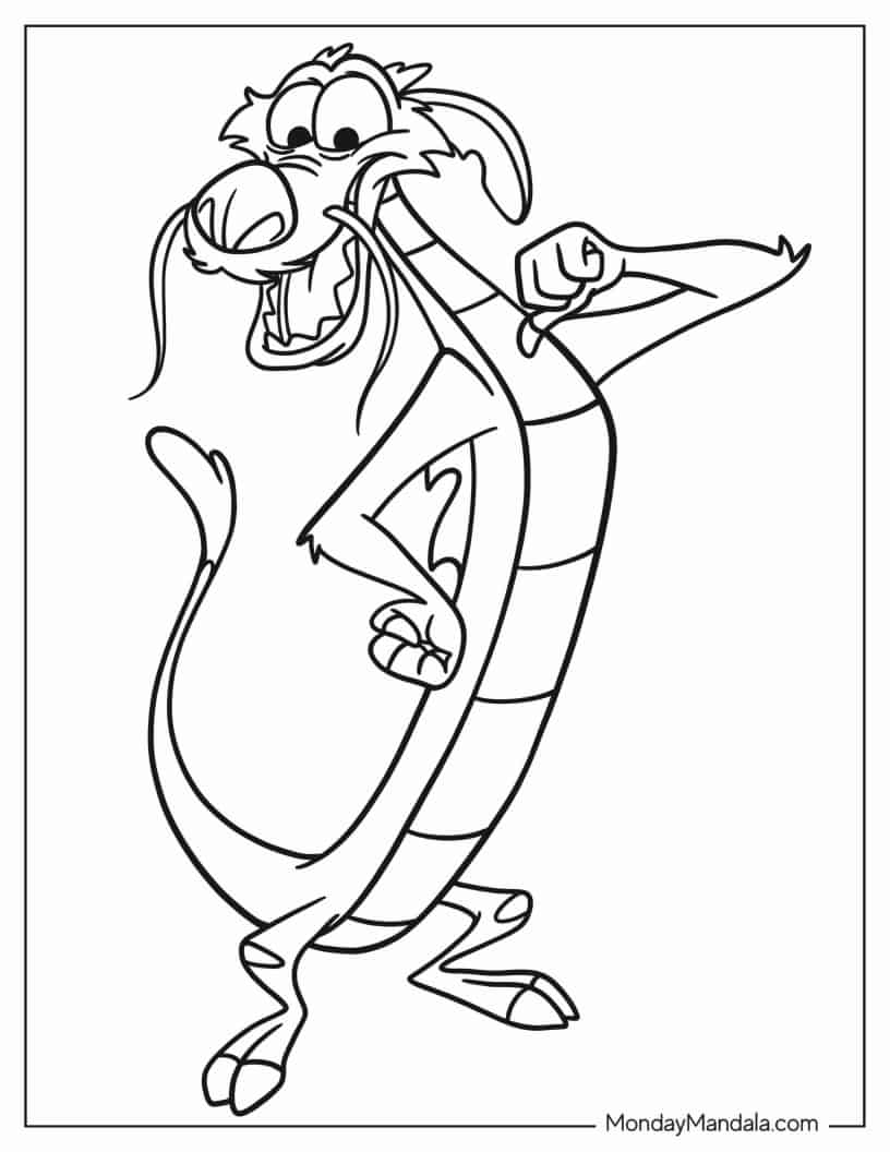 Simple Mushu Coloring In For Preschoolers coloring page