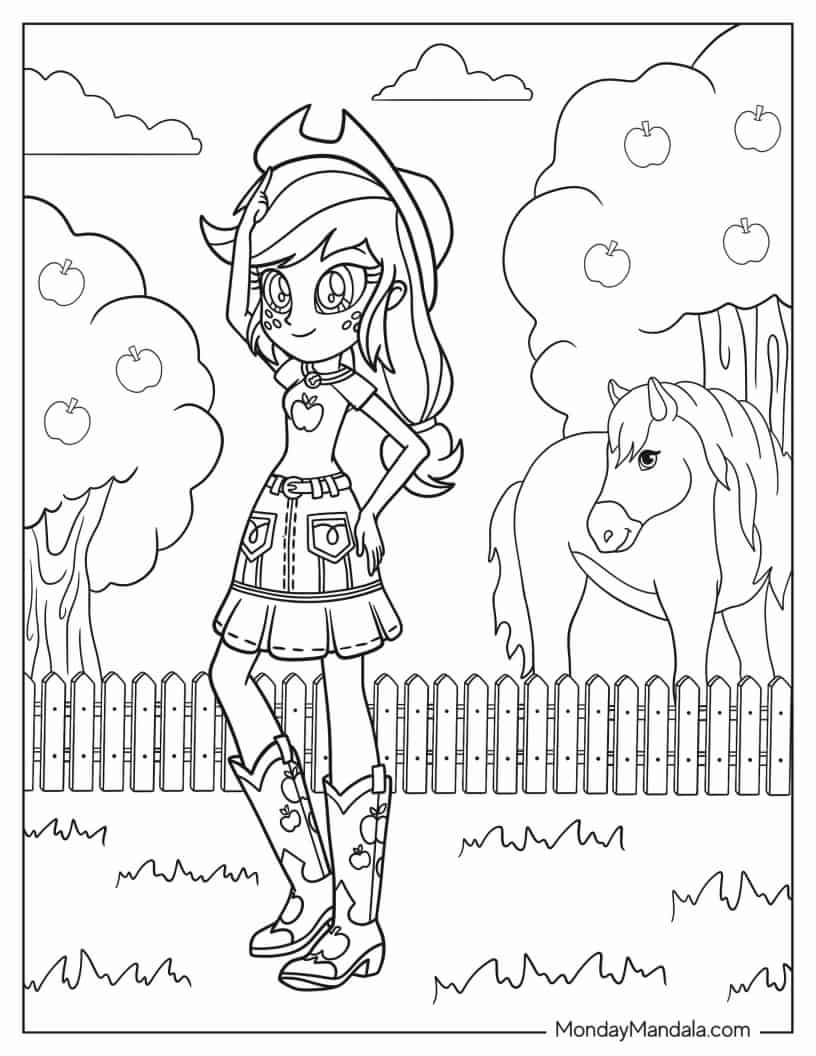 Applejack My Little Pony Equestria Girls coloring page