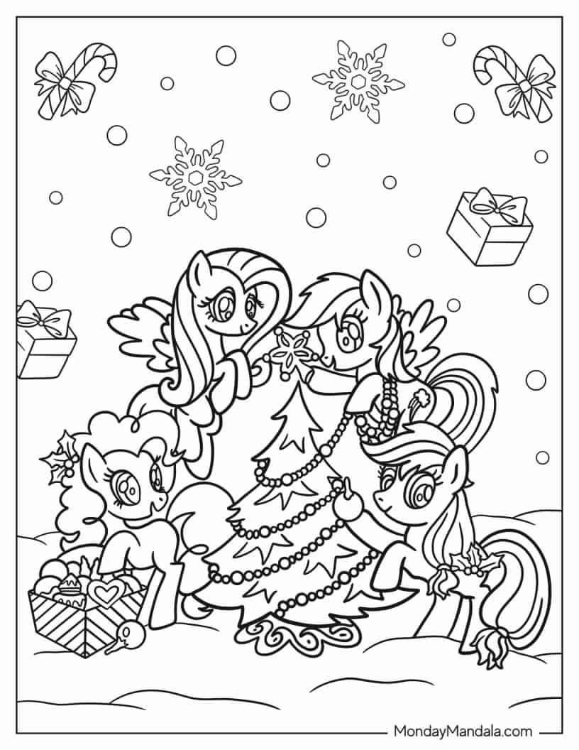 Christmas Themed My Little Pony to Color coloring page