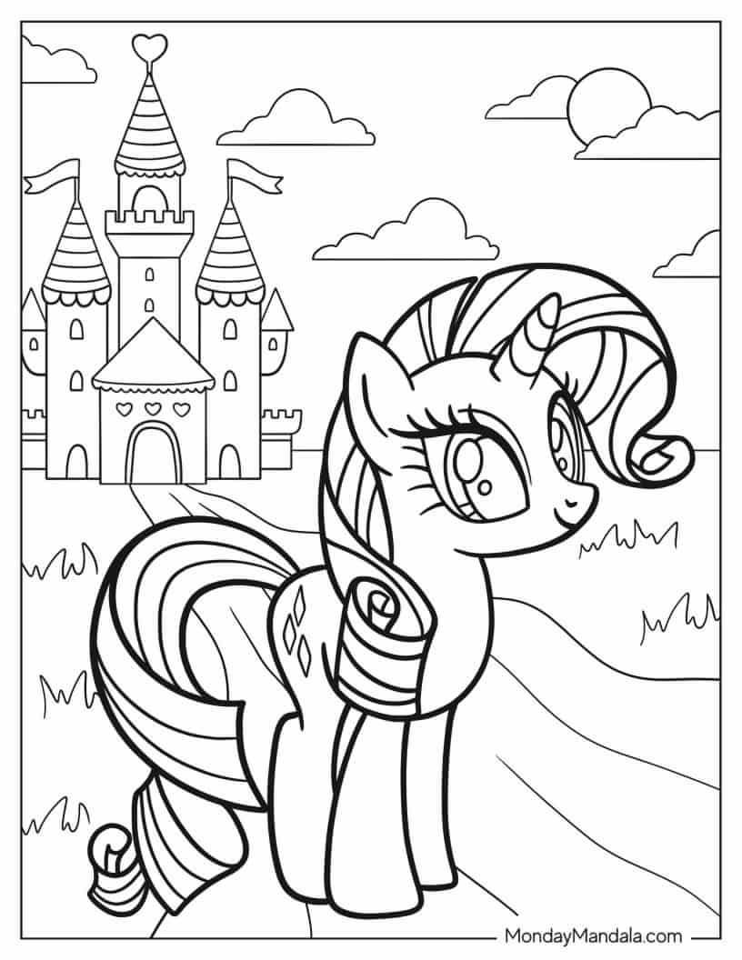 Coloring Page of Princess Cadence in Front of Castle coloring page