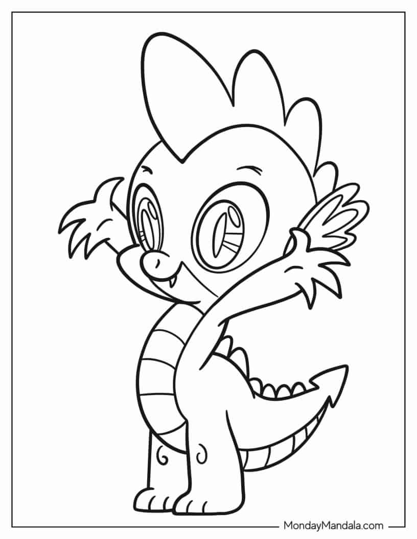 Coloring Sheet of Spike the Dragon for Preschoolers coloring page