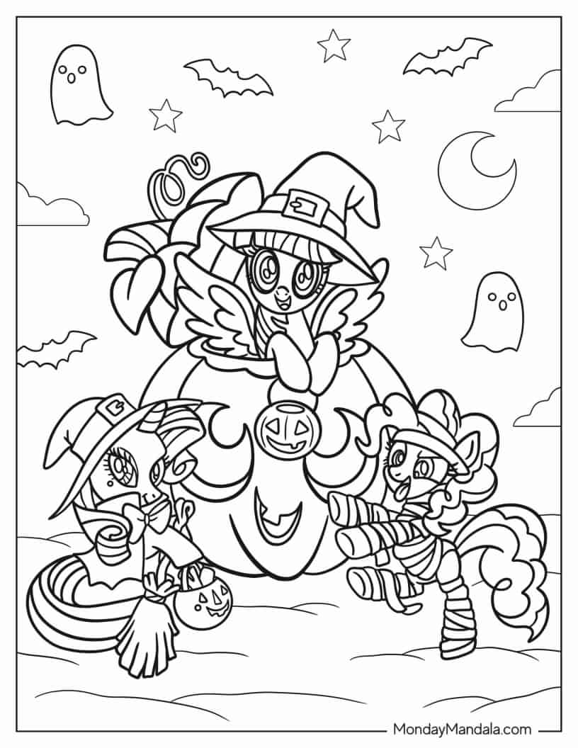 Halloween Themed My Little Pony Coloring Sheet coloring page
