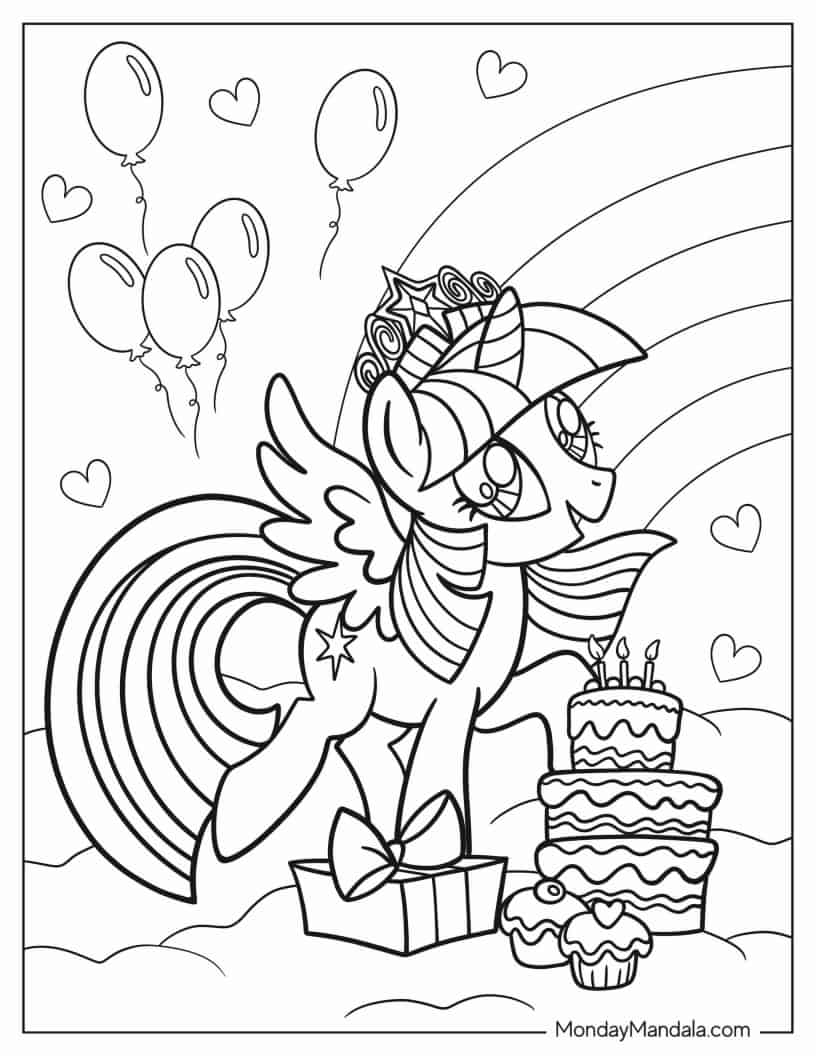 Happy Birthday Twilight Sparkle Coloring Sheet coloring page