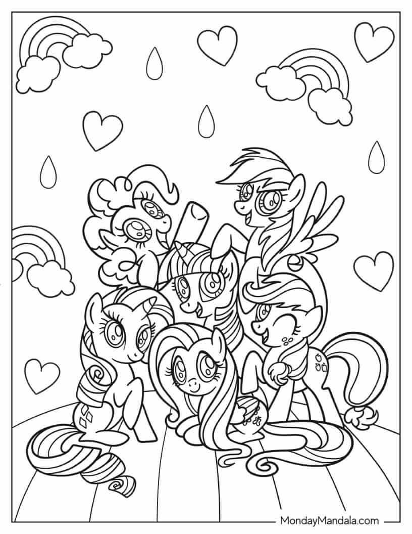 Happy My Little Pony Friends coloring page