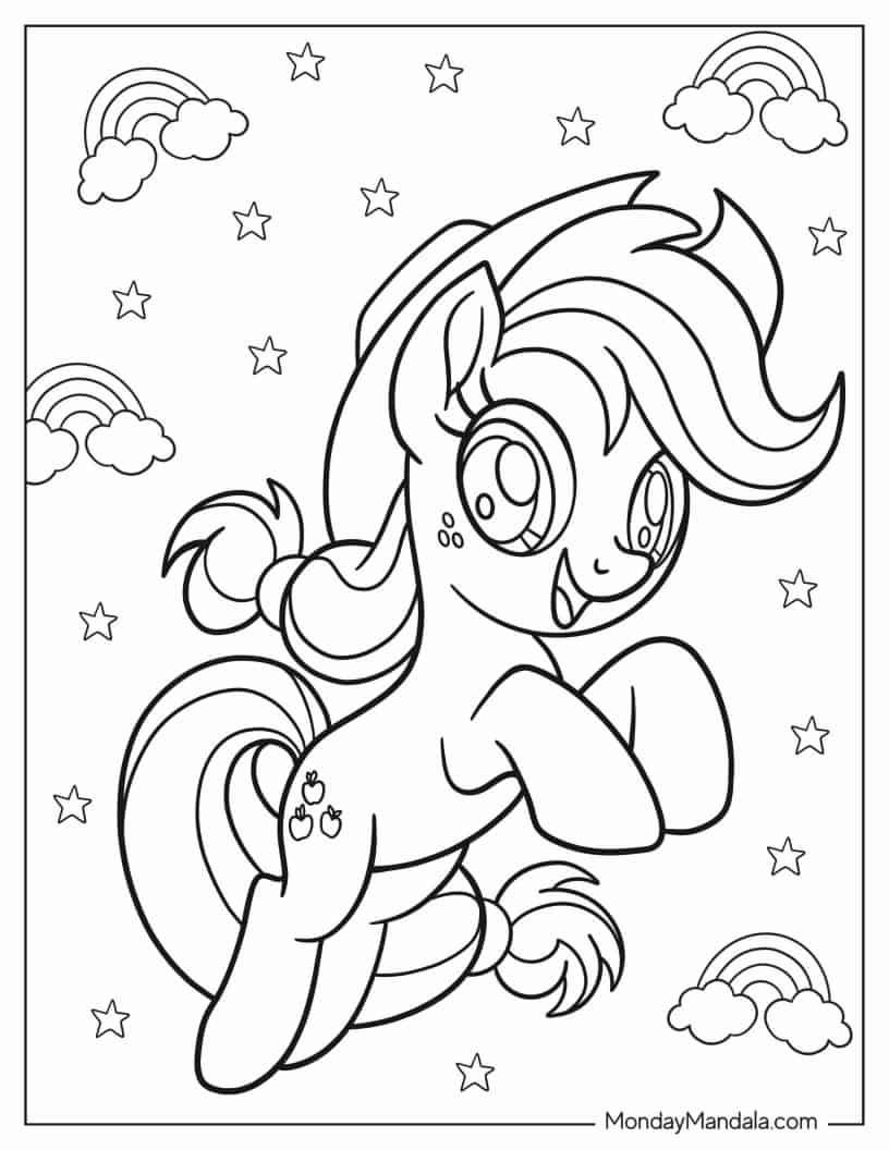 Kawaii Cartoon Applejack coloring page