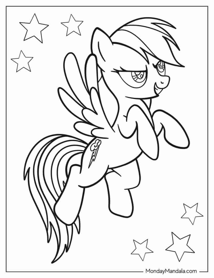 Kawaii Rainbow Dash Outline For Kids coloring page