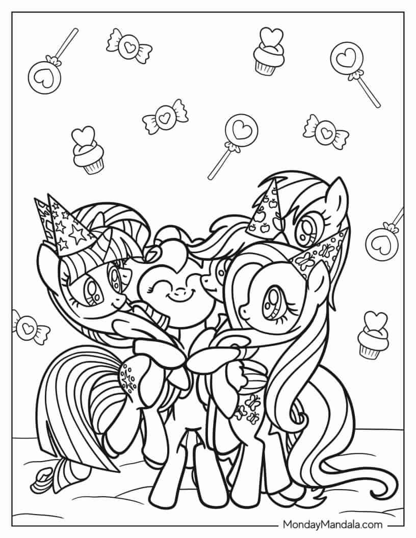 My Little Pony Friends Hugging coloring page
