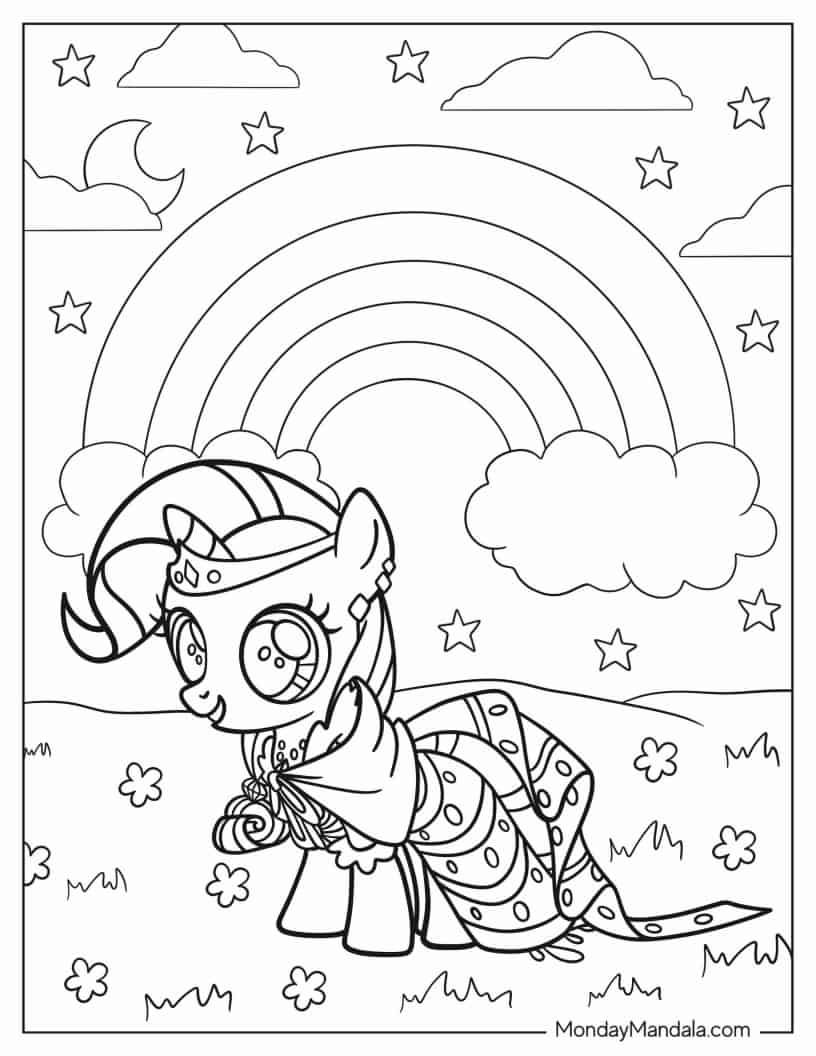 My Little Pony Rarity Wearing Crown and Dress coloring page