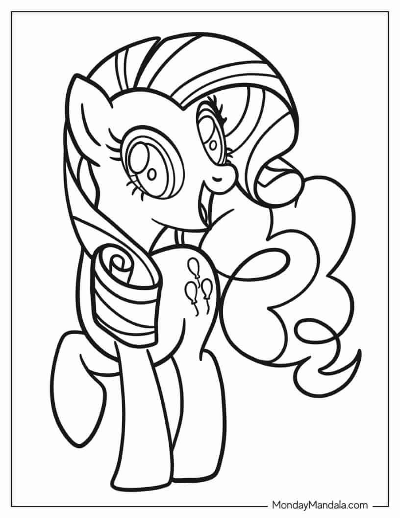 Outline of Pinkie Pie Pony For Preschoolers coloring page
