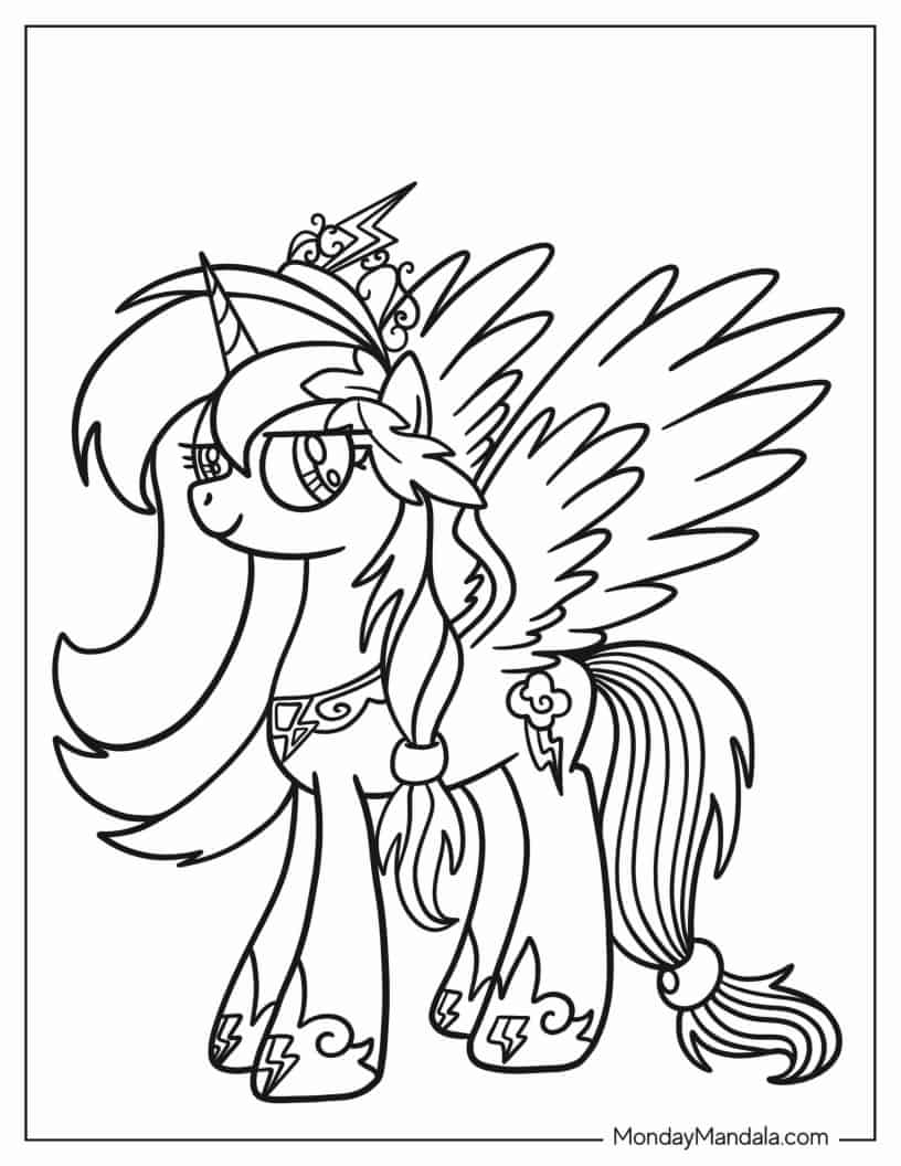 Outline of Princess Rainbow Dash for Preschoolers coloring page