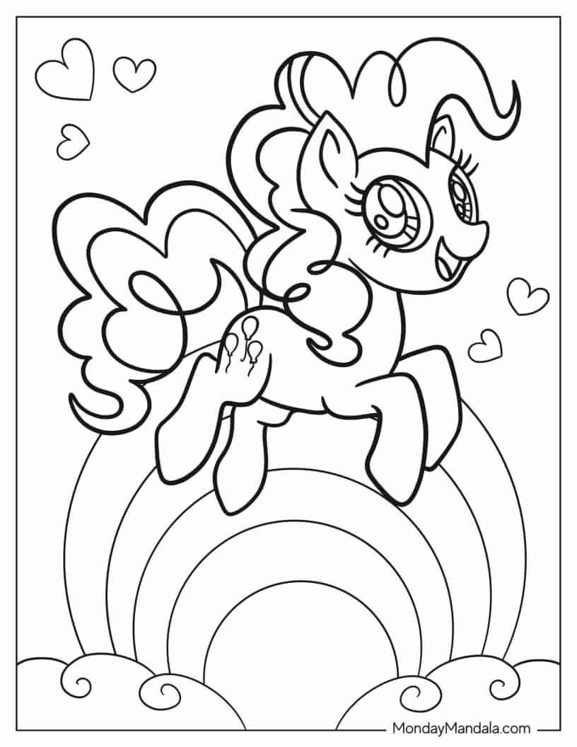 Pinkie Pie Pony Over Rainbow coloring page