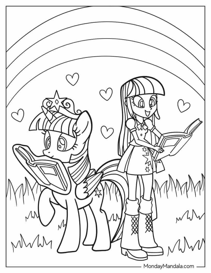 Princess Twilight Sparkle With Equestria Girls Version coloring page
