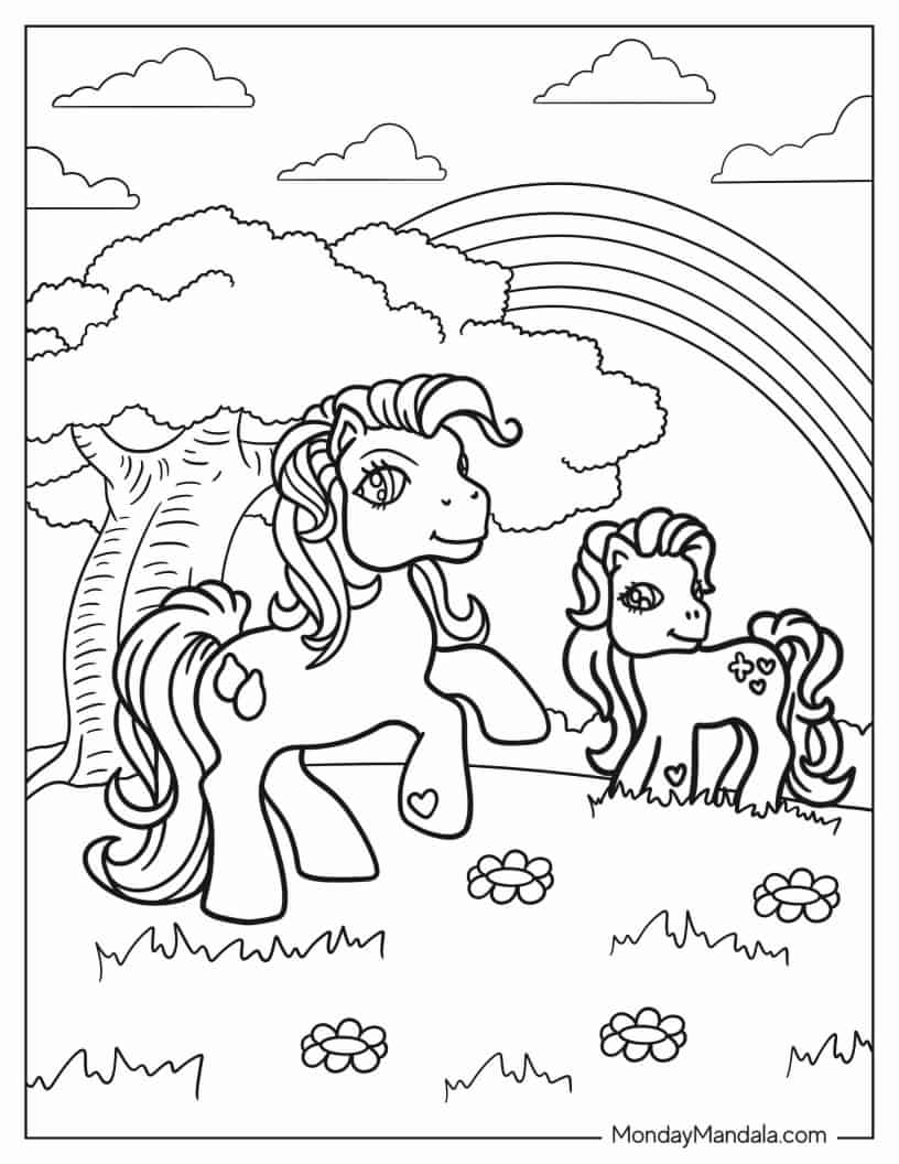 Retro My Little Pony Coloring In For Young Kids coloring page