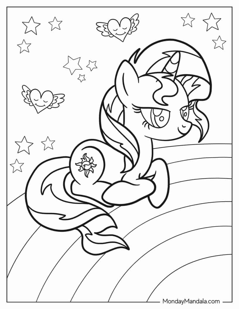 Simple Kawaii Princess Celestia Outline coloring page