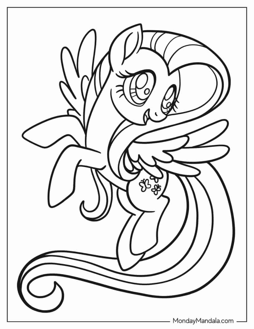 Simple Outline of Fluttershy to Color coloring page