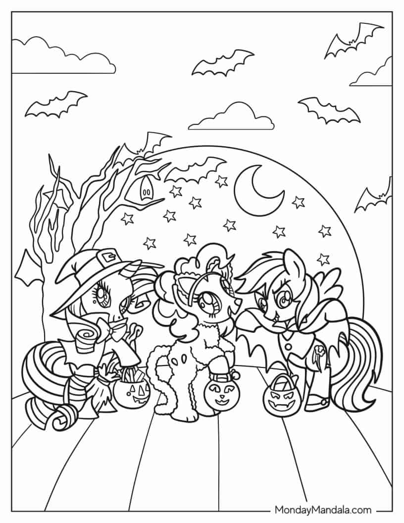 Trick-or-Treat My Little Pony Coloring Sheet coloring page